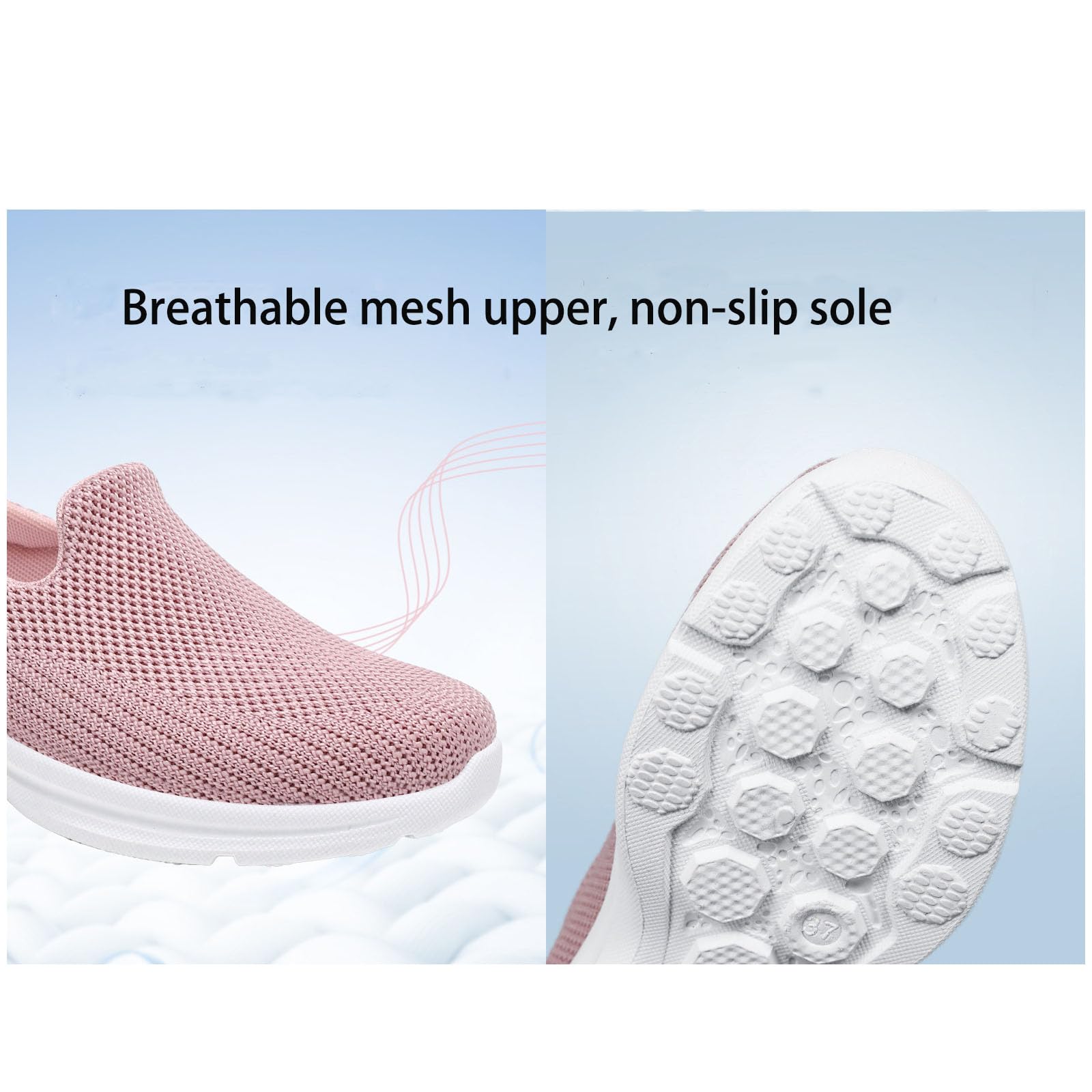 **Women's Orthopedic Sneakers with Arch Support - Slip-On Walking Shoes for Women - Non-Slip Low Top Work Shoes - Breathable Mesh Casual Sneakers for Work, Walking & Everyday Comfort**