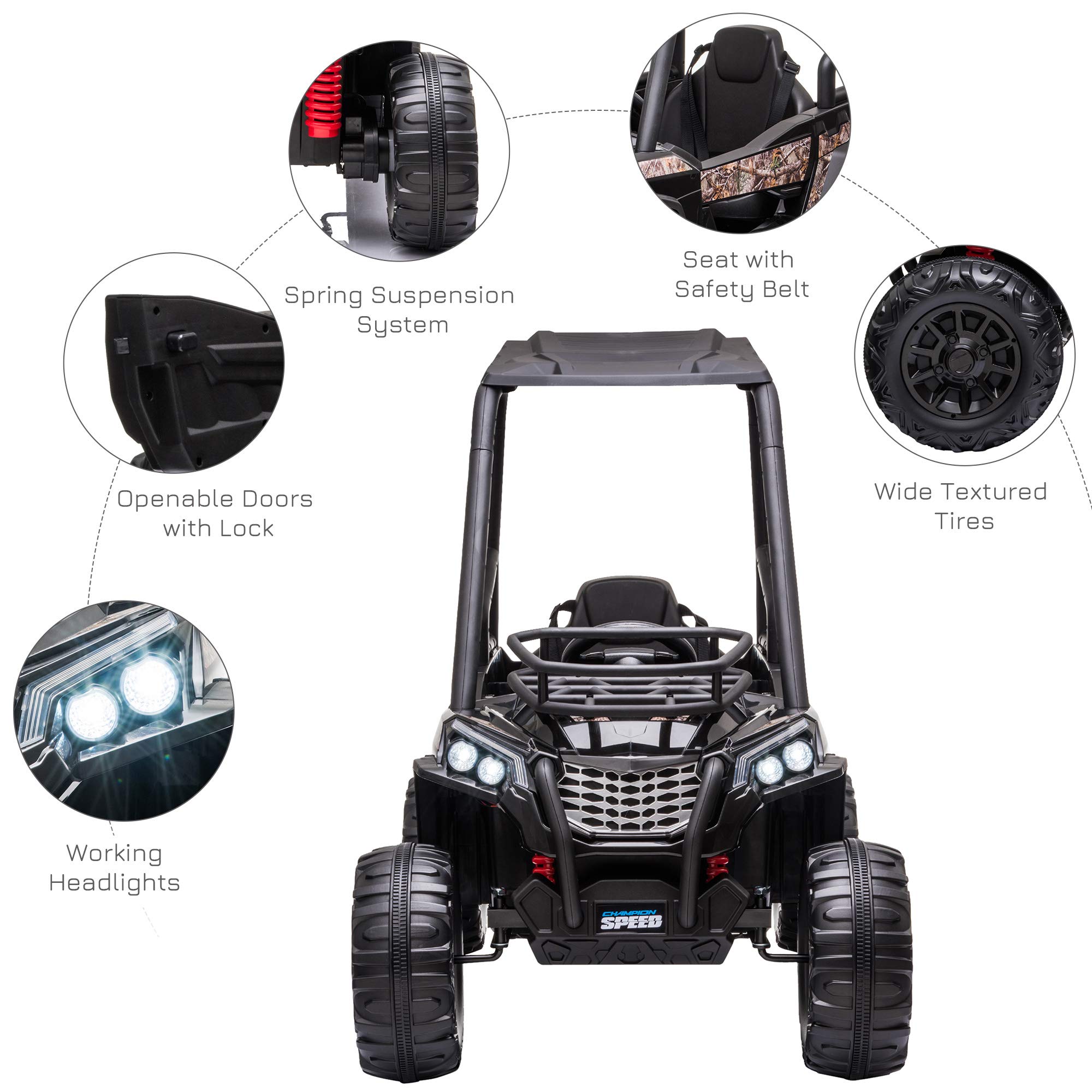 12V Kids Electric UTV Ride-On Car - Battery Powered Toy Vehicle with Music, Lights, MP3/USB, Suspension & Parent Remote Control - Off-Road Adventure Gift for Boys & Girls (Camo) - Perfect for Backyard Play, Birthday Presents & Outdoor Family Fun