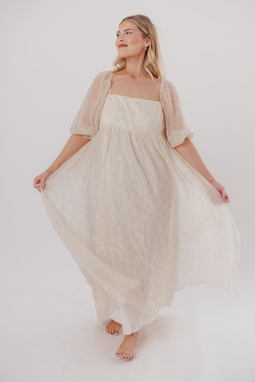 Butter Floral Smocked Maternity Maxi Dress - Bump Friendly, Inclusive Sizing S-3XL for Pregnancy, Baby Showers & Summer Vacations