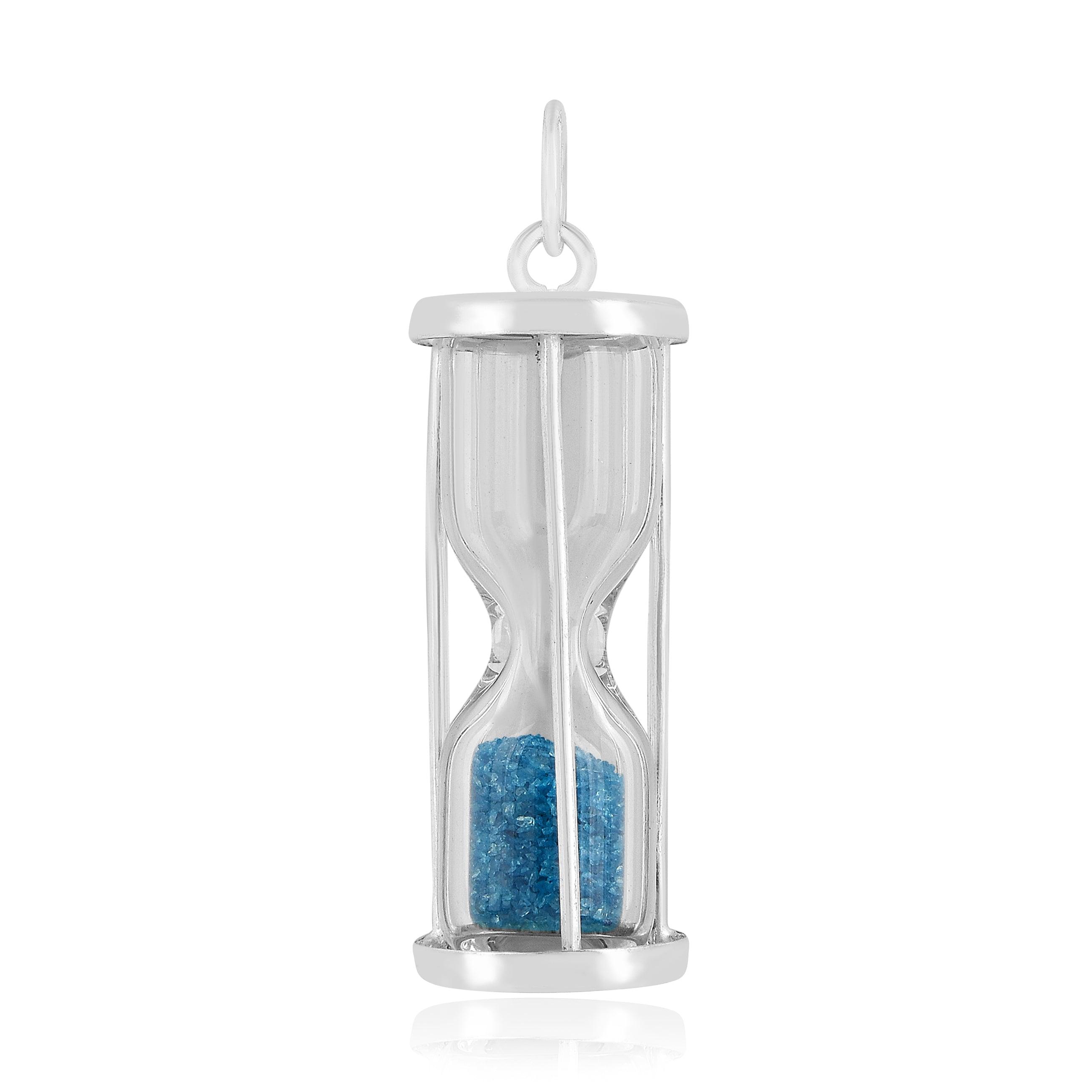 Natural Blue Topaz Hourglass Pendant Necklace for Women - Elegant Sterling Silver Jewelry Gift for Birthday, Anniversary & Special Occasions