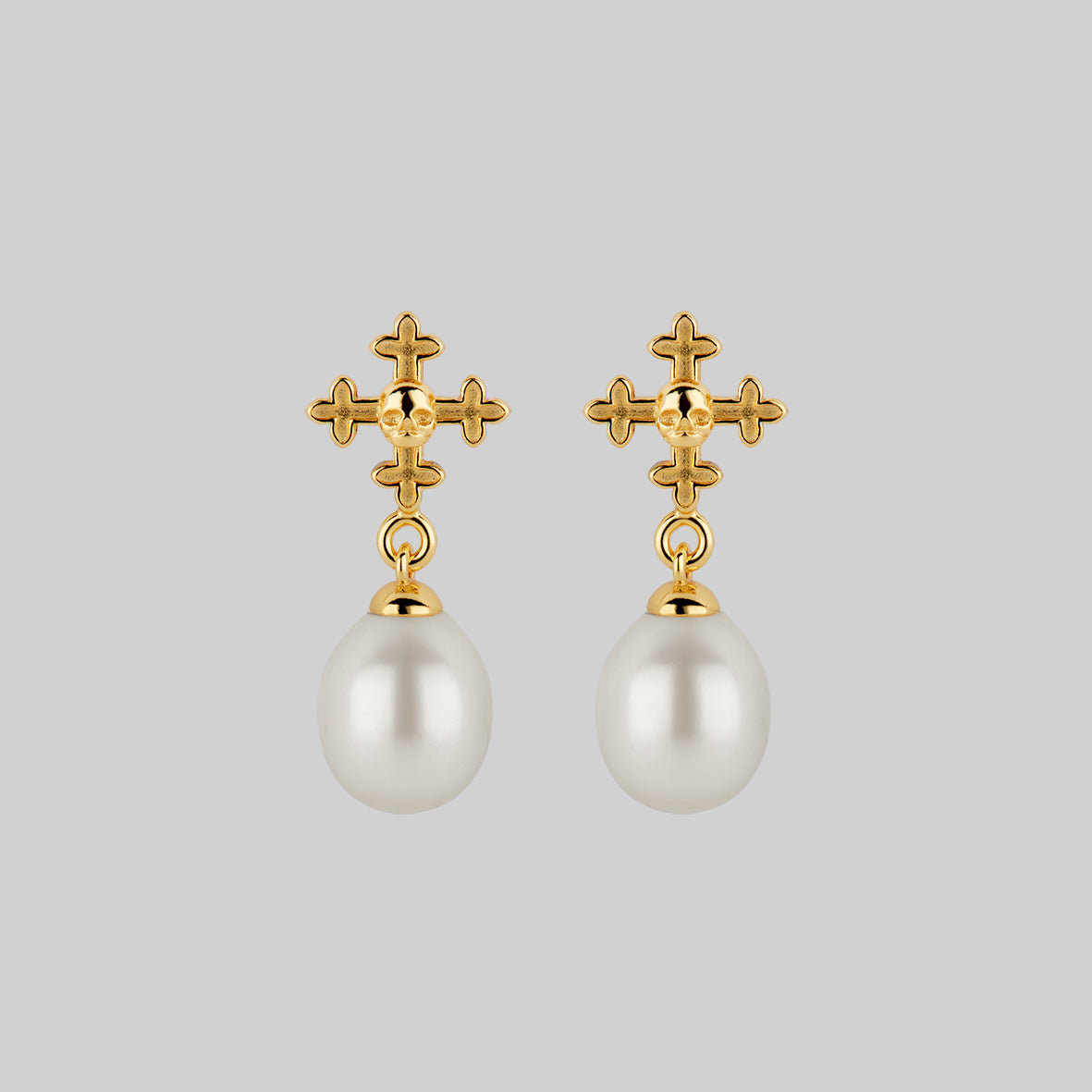 OPHELIA Medieval Cross Stud Earrings - 14K Gold Plated Gothic Jewelry for Women | Perfect for Renaissance Fairs, Weddings & Everyday Wear