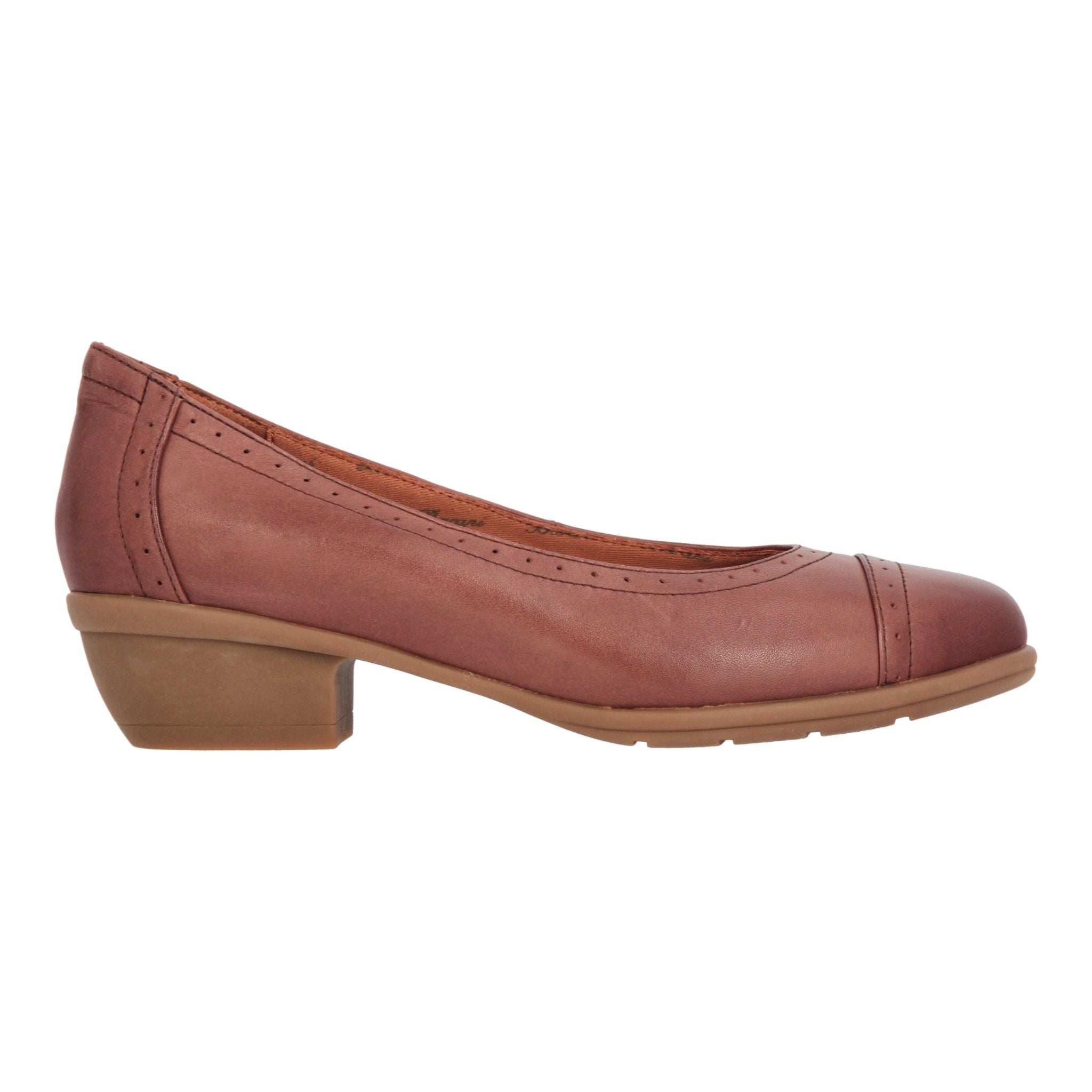 Barani Brown Leather Heels for Women - Comfortable Short Heels with Perforated Lining - Perfect for Office, Party & Special Occasions