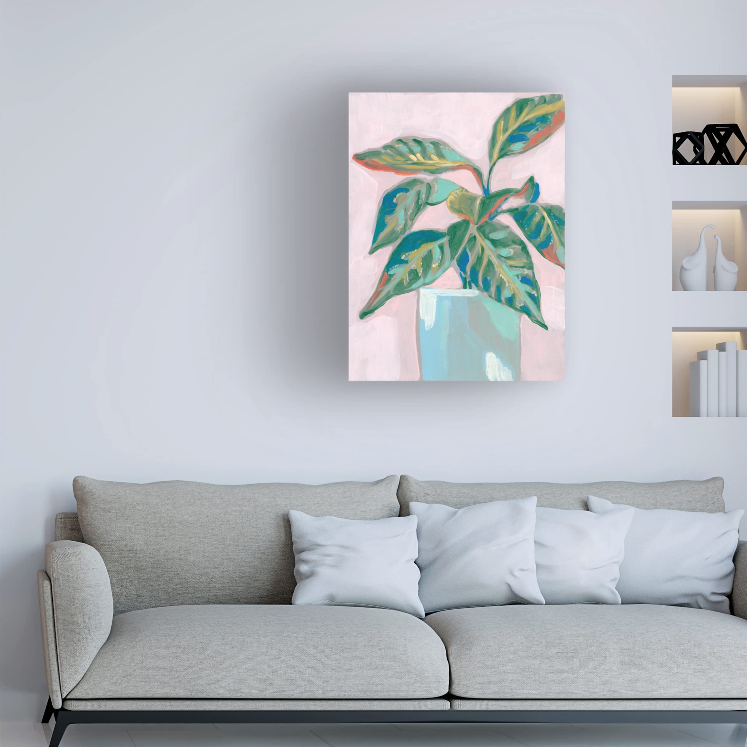 Jennifer Goldberger 'Quirky Plant II' Canvas Wall Art Print - Modern Botanical Home Decor for Living Room, Bedroom & Office