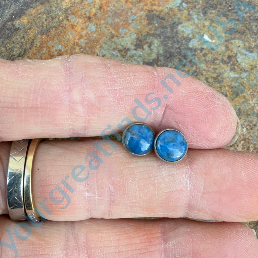 Vintage Sterling Silver Lapis Lazuli Pierced Post Stud Earrings - Handmade Gemstone Jewelry for Women, Gift for Her, Perfect for Parties & Special Occasions
