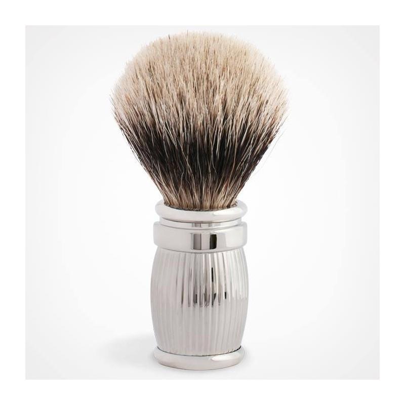 Premium Plisson Brass Engraved Palladium Badger Hair Shaving Brush for Men - Luxury Wet Shaving & Grooming Kit Essential - Perfect Gift for Father's Day & Special Occasions