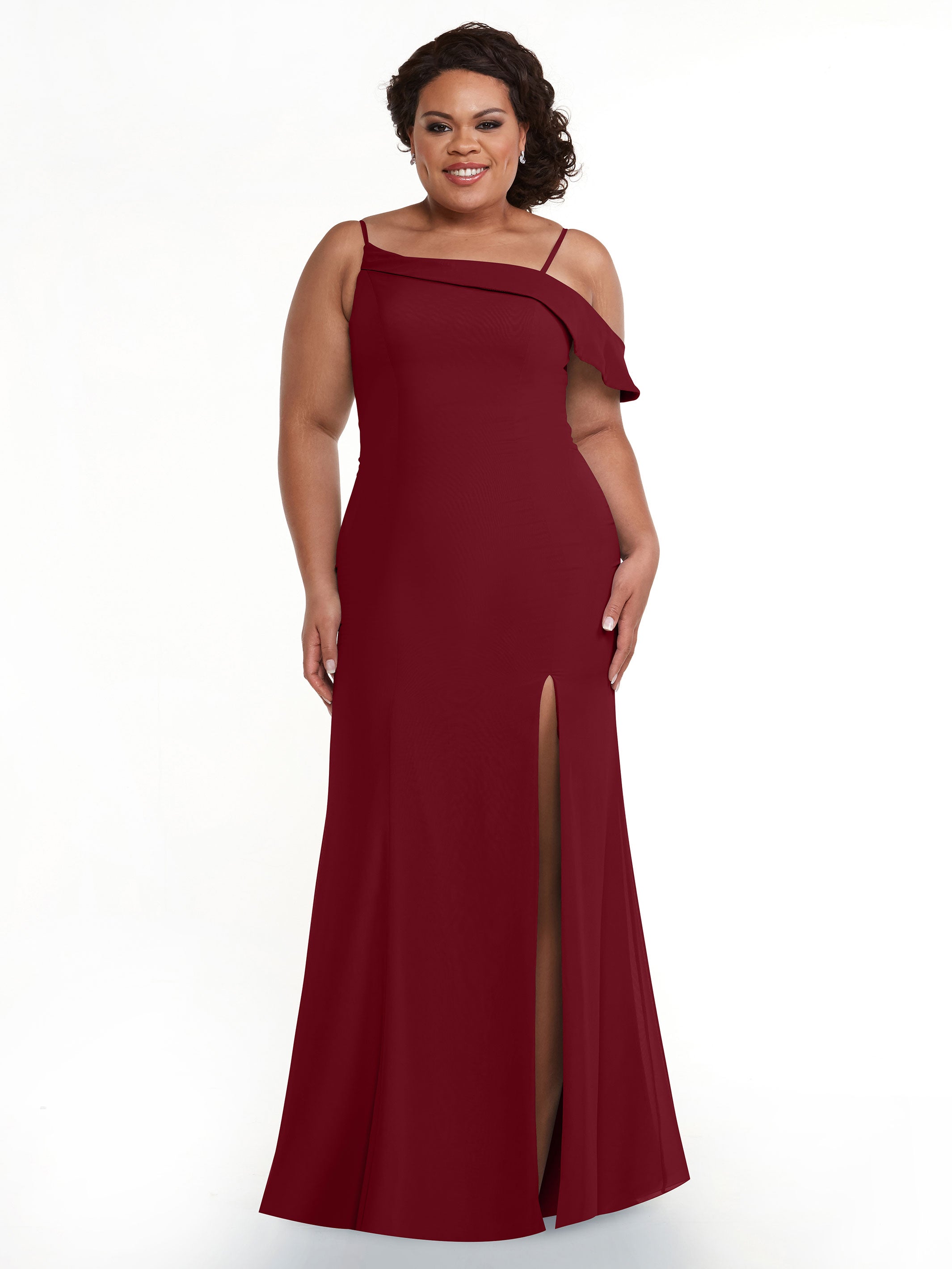 Elegant One Shoulder Fit and Flare Chiffon Bridesmaid Dress 80153 - Perfect for Weddings, Proms & Formal Events