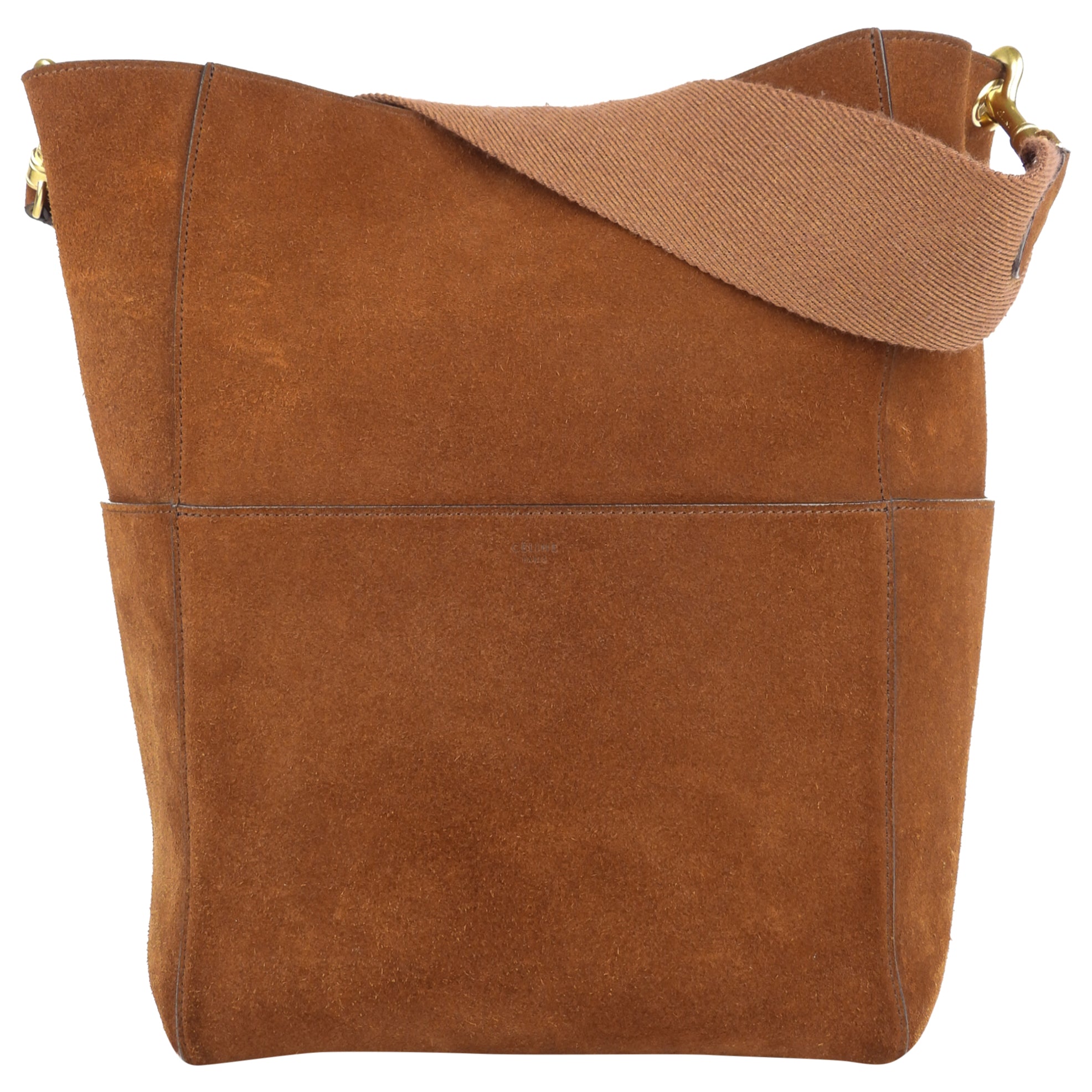 Celine Brown Suede Leather Large Sangle Seau Shoulder Bucket Bag for Women | Luxury Designer Handbag | Perfect for Work, Travel & Evening Out