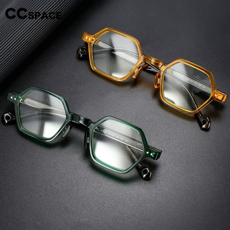 CCspace Unisex Full Rim Polygonal TR90 Acetate Eyeglasses Frame 54565 - Lightweight & Durable for Work, Reading & Fashion
