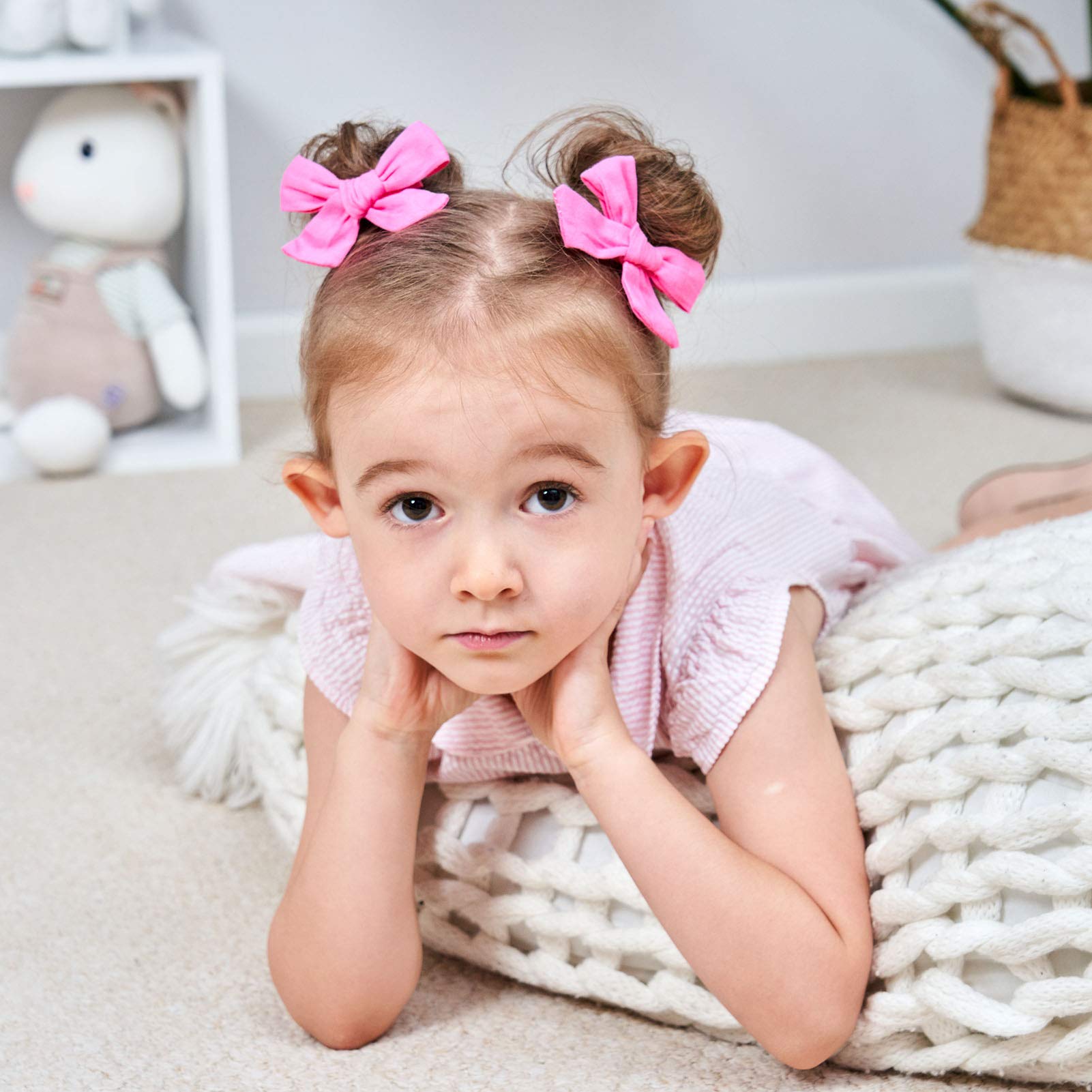 24PCS Baby Girls Hair Bows Clips - Linen Hair Barrettes & Alligator Clips Set for Kids, Toddlers & School Girls - Perfect for Parties, School, Photos & Daily Hair Accessories