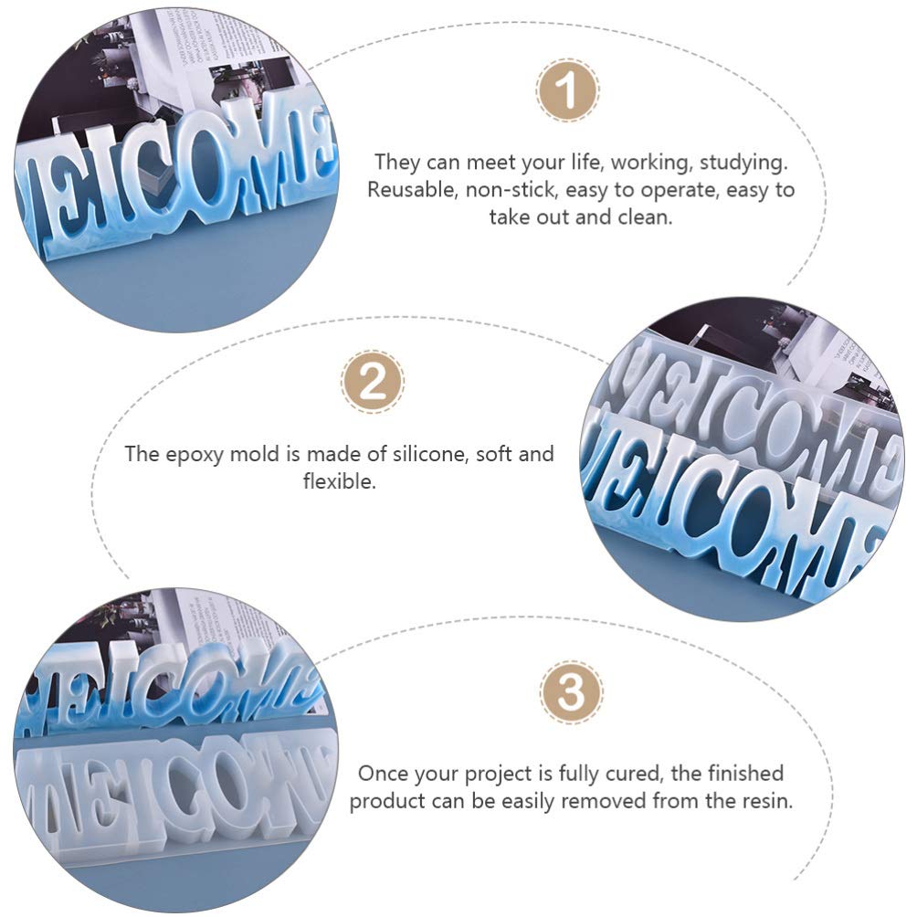 Epoxy Resin Welcome Sign Silicone Molds - DIY Home Wall Art Letters for Handmade Decor, Wedding, Housewarming & Front Door Welcome Signage
