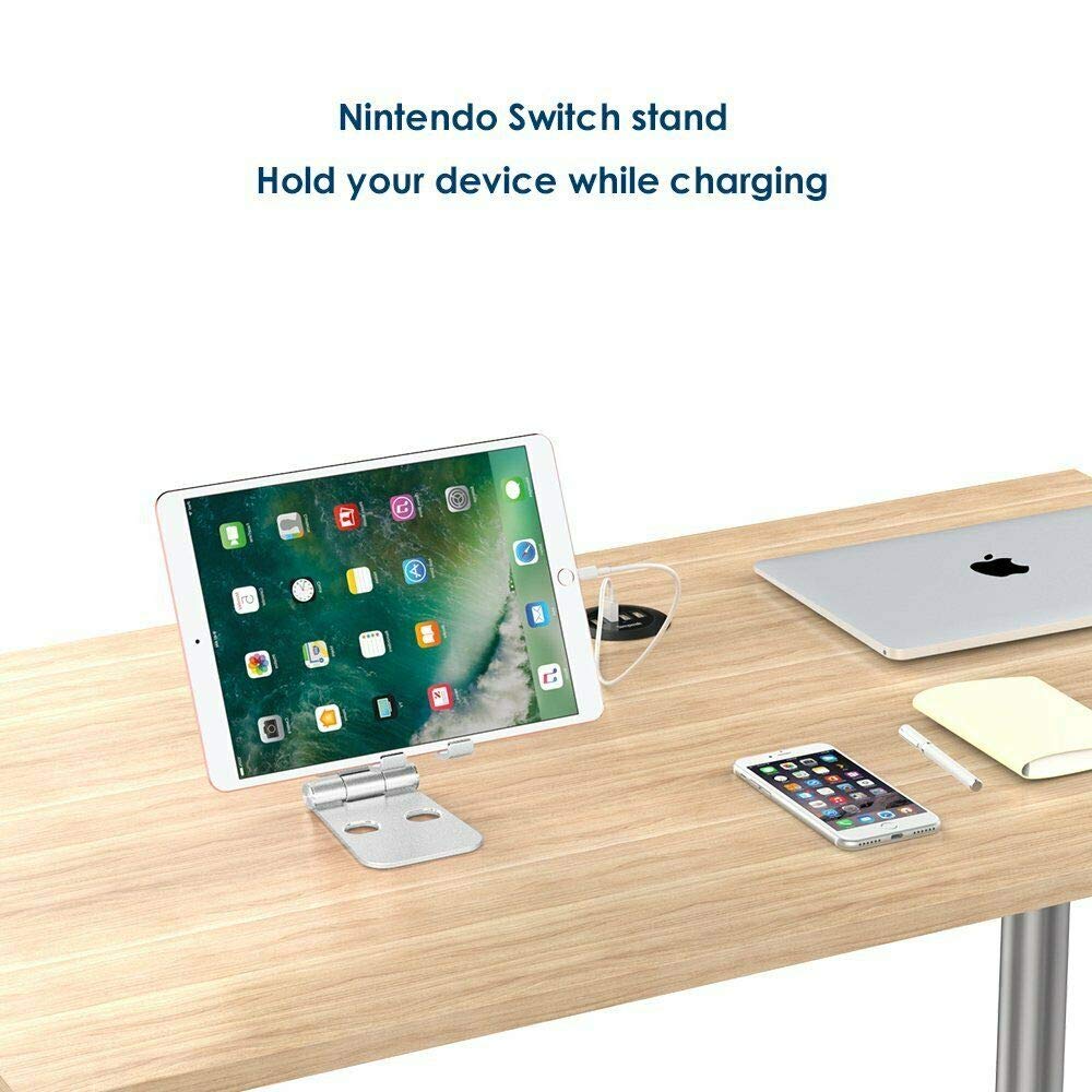 Simpeak Phone Stand, Tablet Stand, Universal Dock Holder for Smartphones - Aluminum Silver | Desk Accessories for iPhone, Samsung, iPad | Perfect for Office, Home & Video Calls