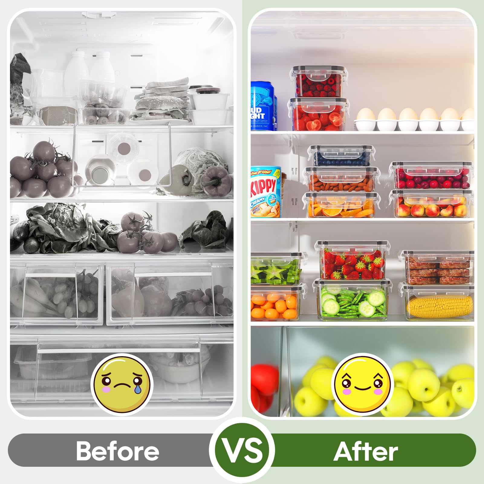 36-Piece BPA-Free Plastic Food Storage Containers Set with Lids (18 Containers & 18 Lids) - Leak Proof, Reusable Kitchen & Pantry Organization with Labels & Marker - Perfect for Meal Prep, Leftovers, and Bulk Food Storage