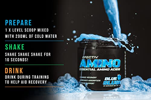 Efectiv Nutrition Amino 300g Blue Slush - Premium BCAA Powder for Muscle Recovery & Energy Boost - Ideal for Post-Workout, Gym & Fitness Enthusiasts