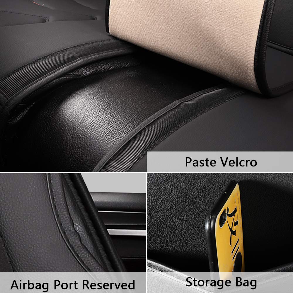 Premium Leather Car Seat Covers Full Set - 5-Seat Universal Fit for Sedans, SUVs & Trucks | Waterproof Front & Rear Seat Protectors in Black & Blue | Perfect for Daily Commute, Road Trips & Family Protection
