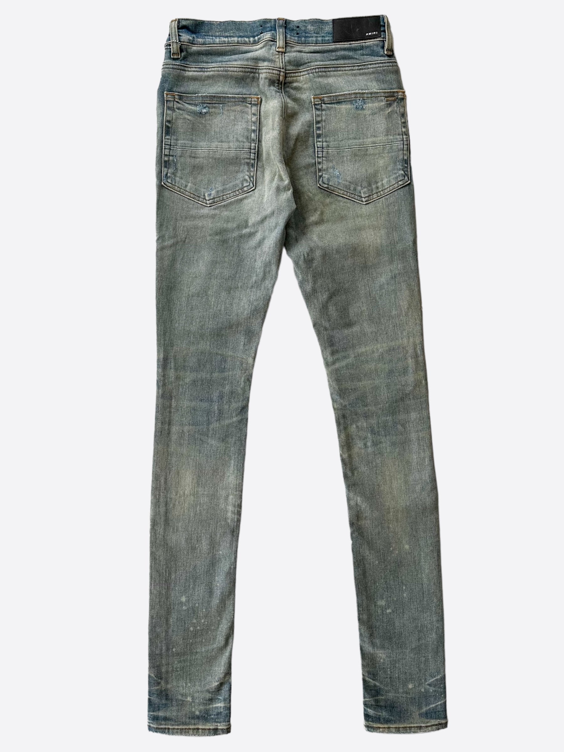 Amiri Blue Pajama Patch Thrasher Jeans for Men - Distressed Denim Pants with Unique Design | Perfect for Streetwear, Casual Outfits & Night Out