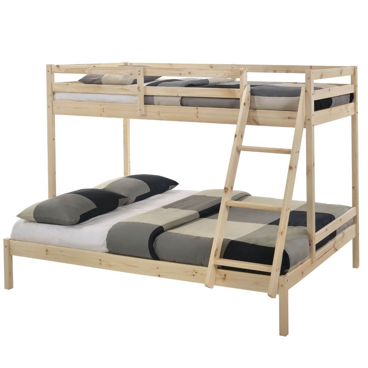 Solid Wood Kids Bunk Bed - Twin Over Full Natural Finish for Bedrooms, Guest Rooms & Vacation Homes