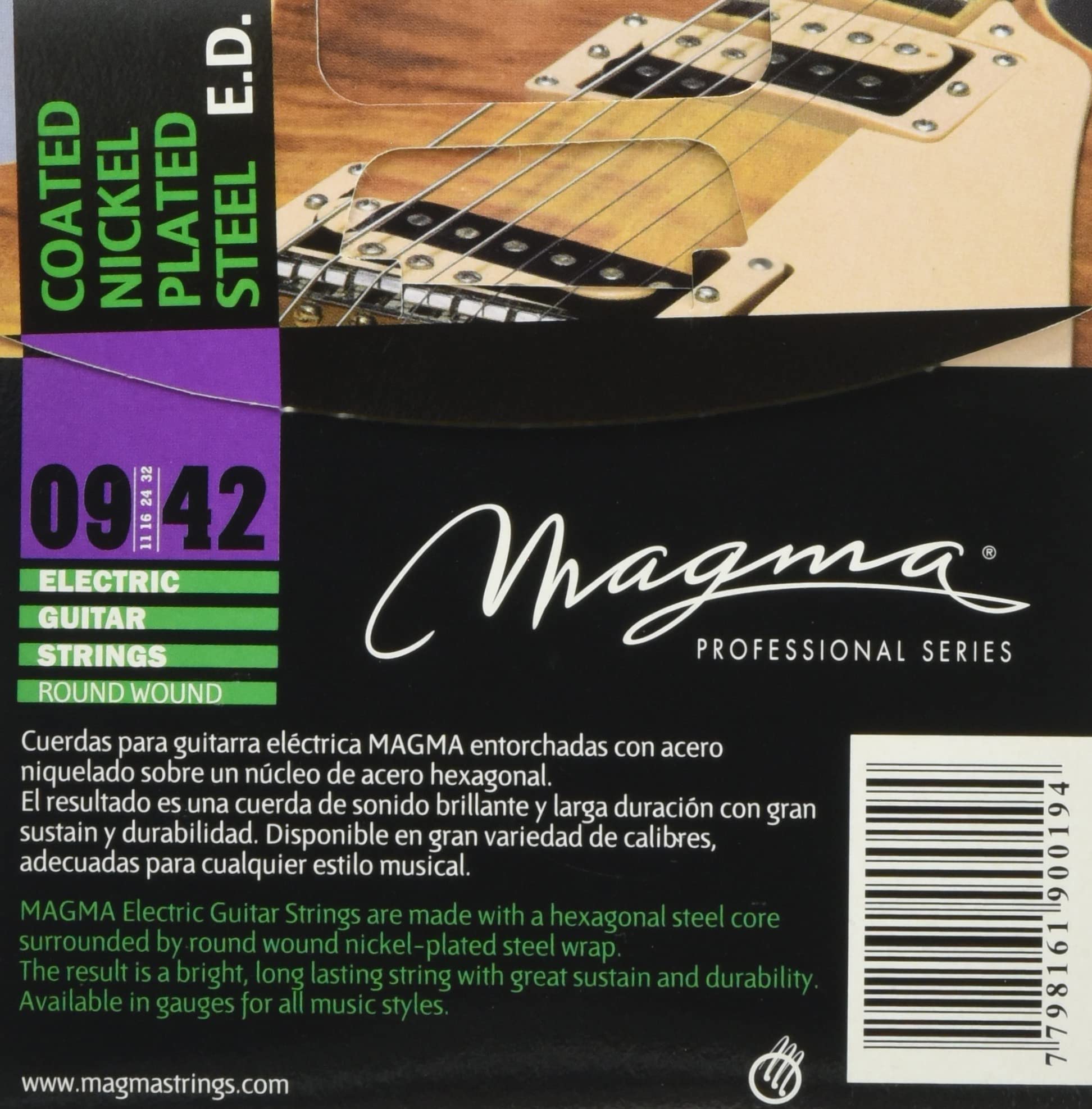Magma Electric Guitar Strings Super Light Gauge .009-.042 Coated Nickel-Plated Steel Set (GE110ED) - Perfect for Rock, Blues & Studio Recording