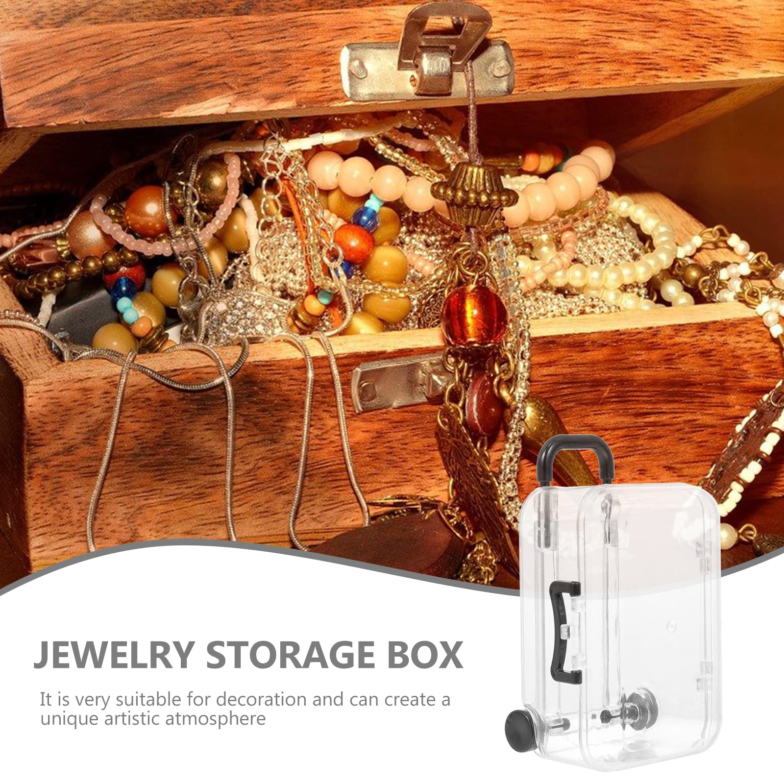 BESPORTBLE 2-Pack Plastic Storage Box with Lid - Jewelry Organizer Case, Home Decorative Storage Container for Travel Luggage Accessories, Closet & Bathroom Organization