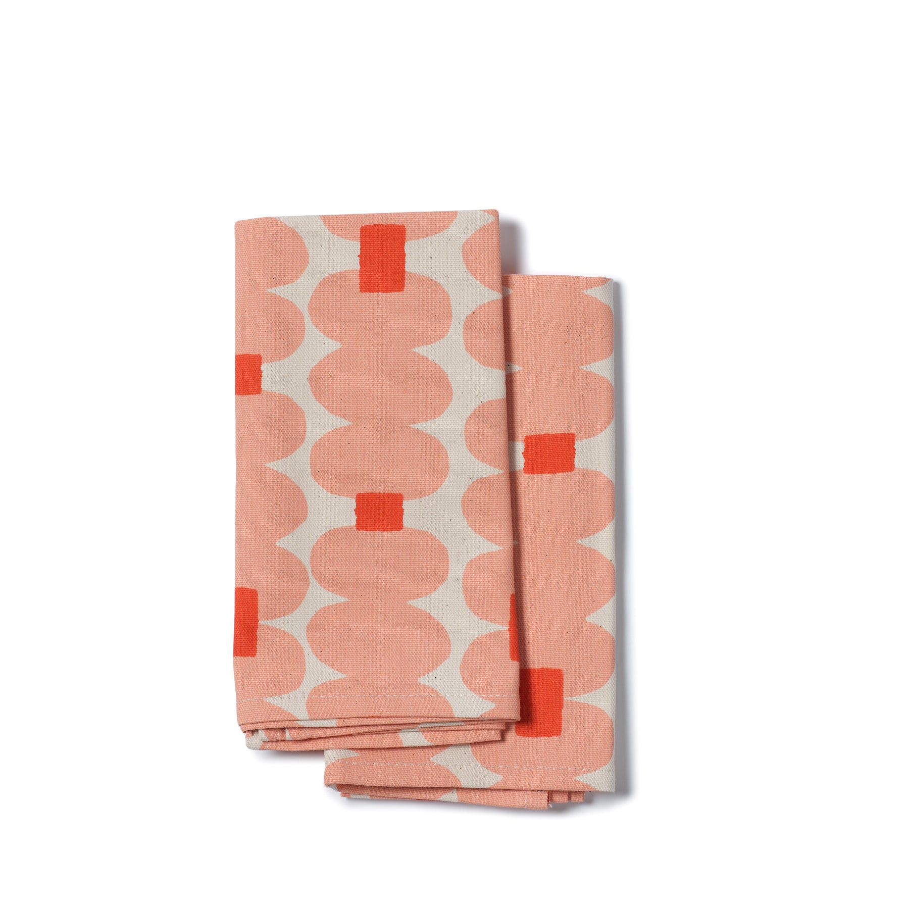 Oddjects Shell and Persimmon Printed Napkins - Set of 2 Premium Cotton Dinner Napkins for Formal Dining, Parties, and Home Decor