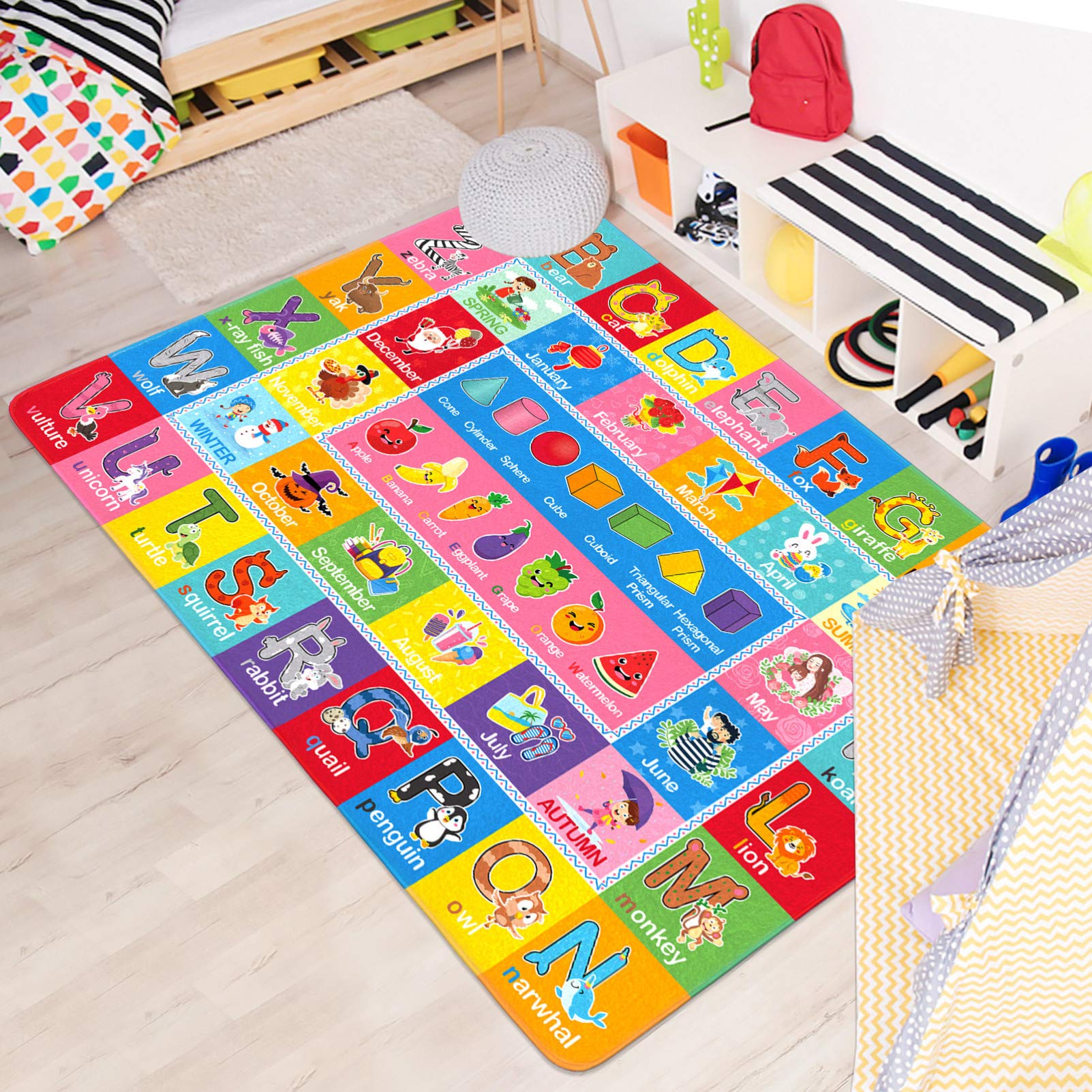 Kids Foam Puzzle Play Mat - Colorful Alphabet & Shapes Educational Rug for Classroom, Playroom & Bedroom | Non-Slip Exercise Mat for Toddler Learning & Playtime Activities