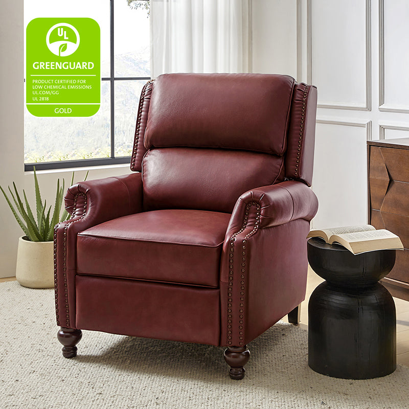Mid Century Modern Genuine Leather Recliner Chair - Consuela Handcrafted Lounge Chair for Living Room, Office & Home Theater