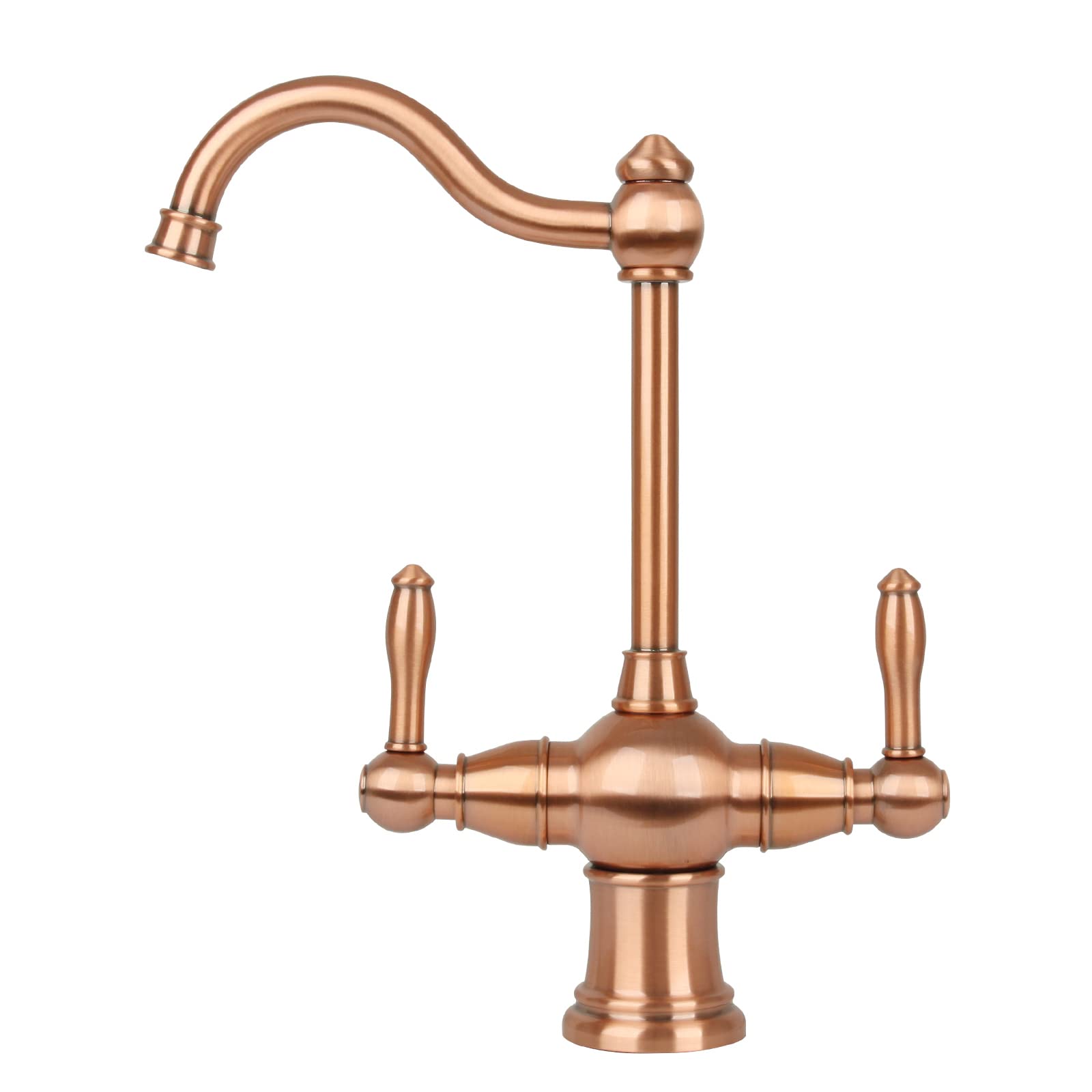 2-Handle Copper Drinking Water Filter Faucet - Dual Lever Hot & Cold Water Dispenser for Instant Hot Water Tanks & Filtration Systems | Perfect for Kitchen Sinks, RV Water Systems & Home Purification
