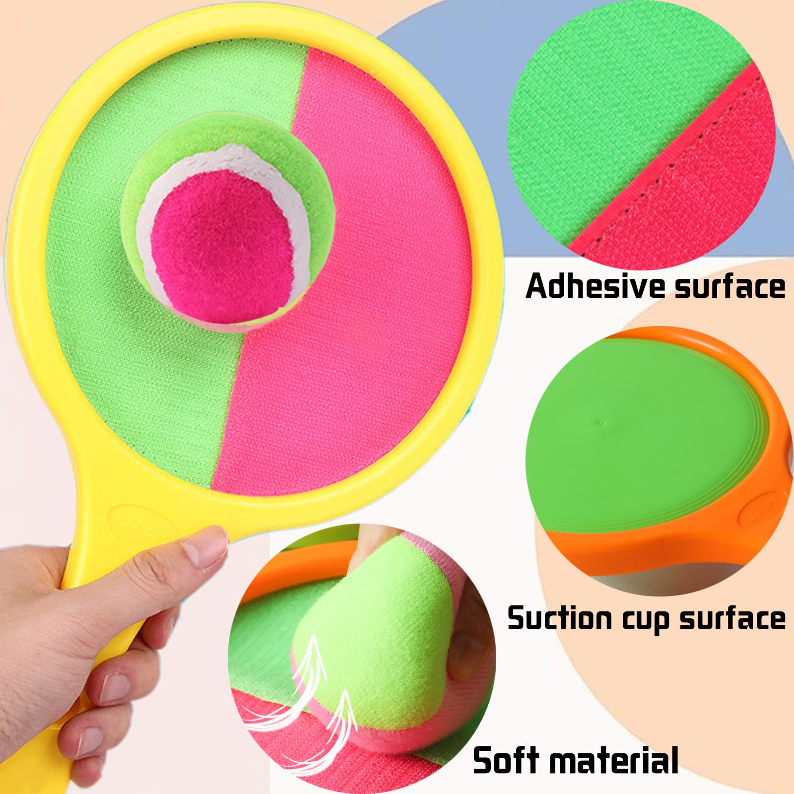 YOUYIKE Velcro Ball Catch Game Set for Kids - 2 Paddles & 2 Balls - Outdoor Beach Toys, Birthday Party Games, Backyard Fun Activities - Perfect for Family Bonding and Outdoor Play