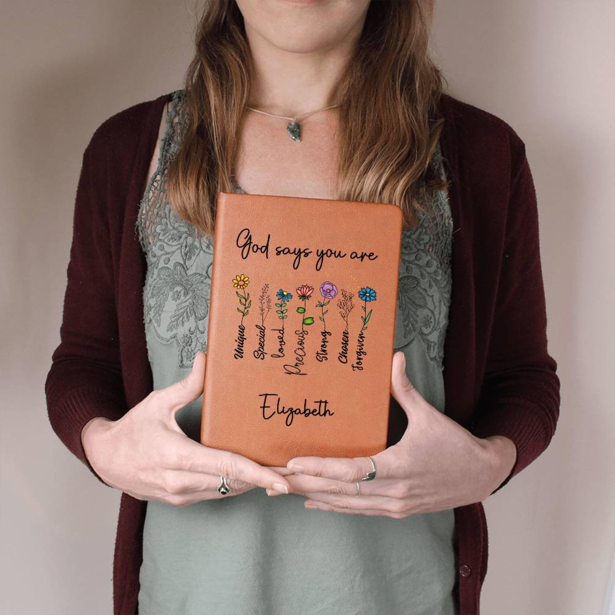 Custom A5 Vegan Leather Prayer Journal - Personalized Christian Gift for Bible Study & Devotionals