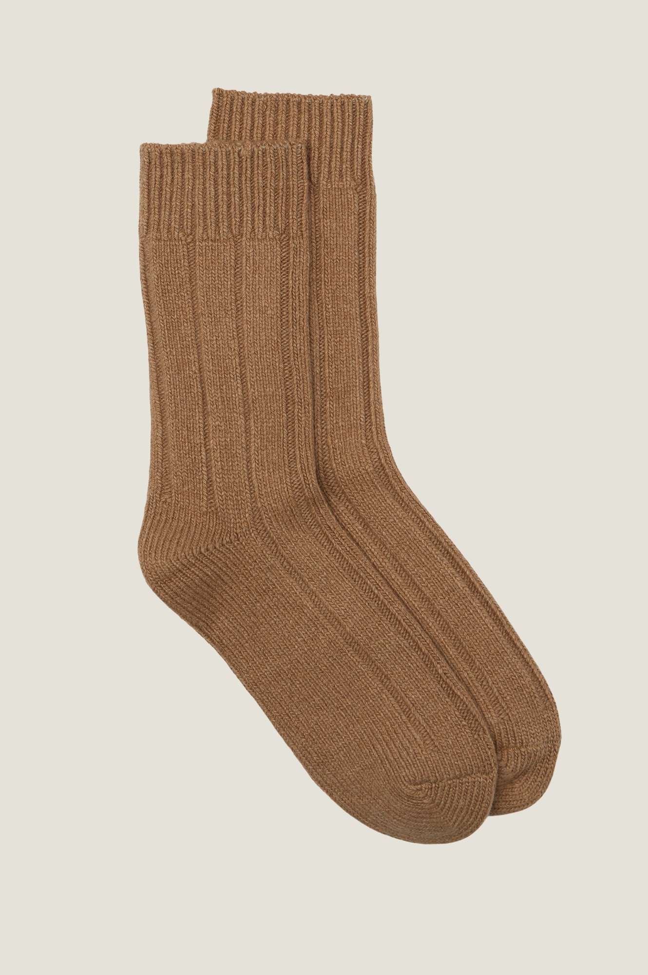 Ribbed Socks for Women & Men - Soft Comfortable Taupe Knit Socks - Perfect for Casual Wear, Work & Home Relaxation