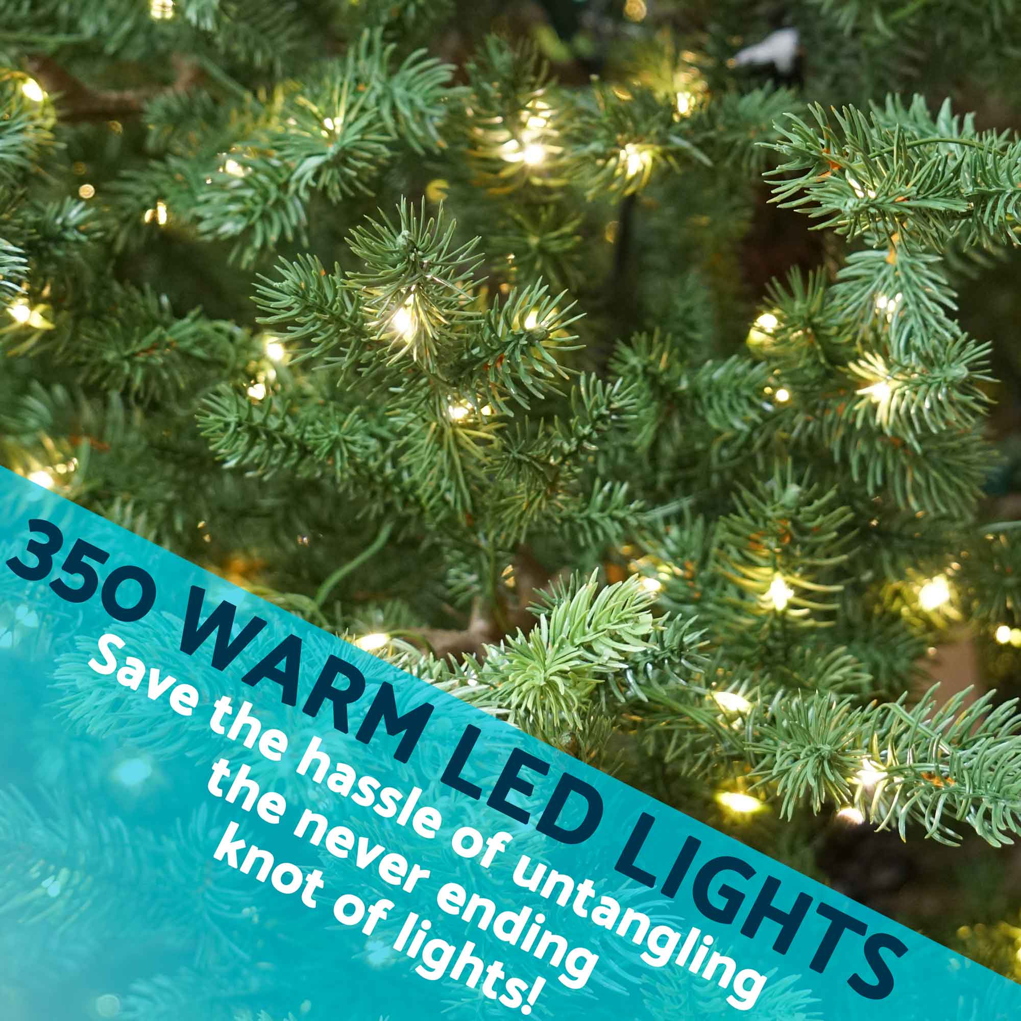 7ft Pre-Lit Artificial Christmas Tree with 800 Warm White LED Lights, Hinged Branches & Realistic PE/PVC Tips - Perfect for Living Room, Office Holiday Decor (Model DH82)
