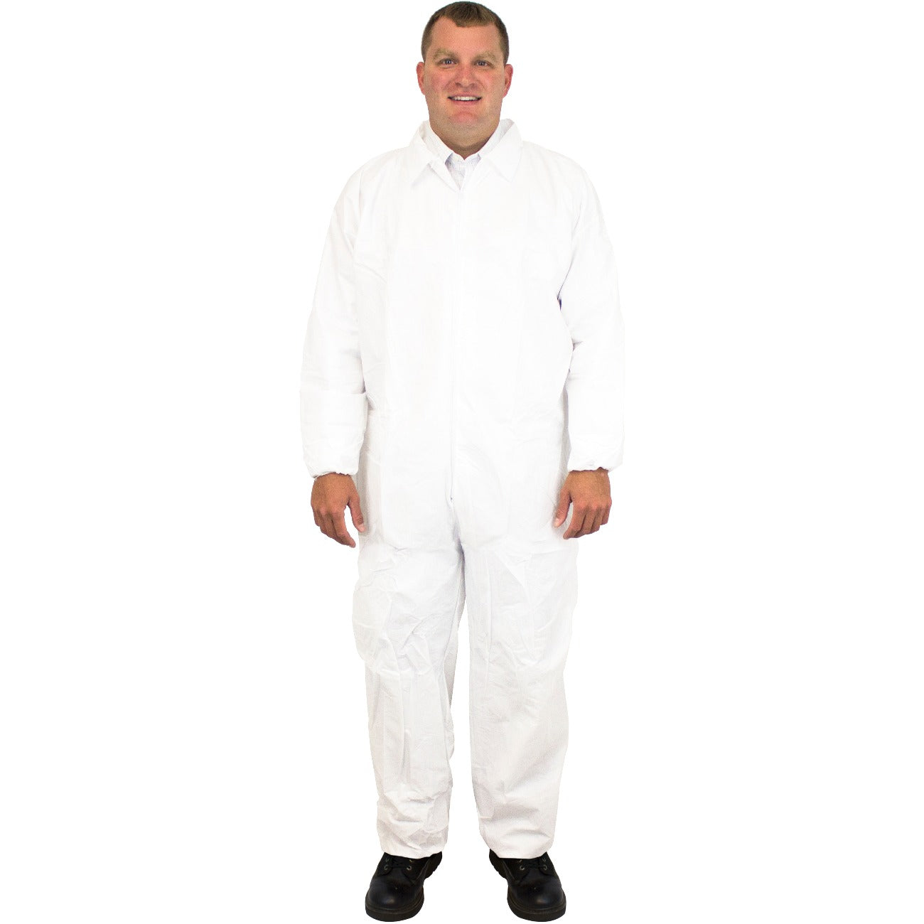 White SMS Polypropylene Coveralls (25-Pack) - Disposable Protective Suits for Medical, Industrial & Cleaning Use