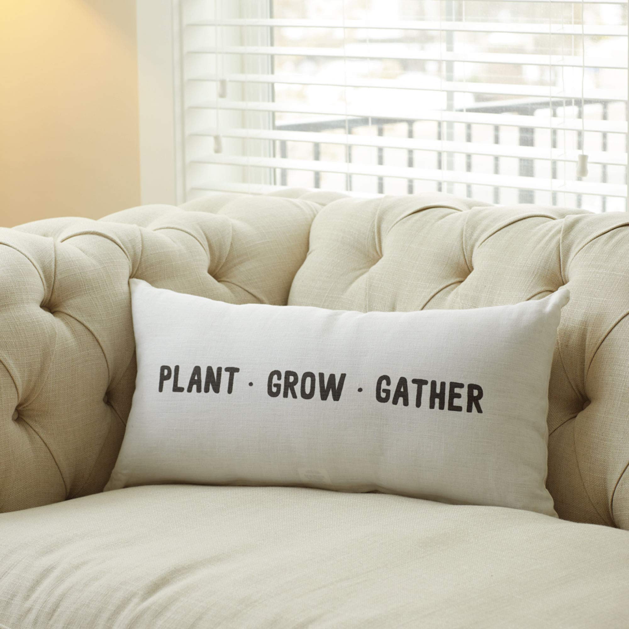 Latter-Day Home Plant Grow Gather Throw Pillow - Inspirational Decorative Pillow with Quotes for Home, Office & Farmhouse Decor - 12'' x 24'' - Perfect for Sofa, Bedroom and Cozy Reading Nook
