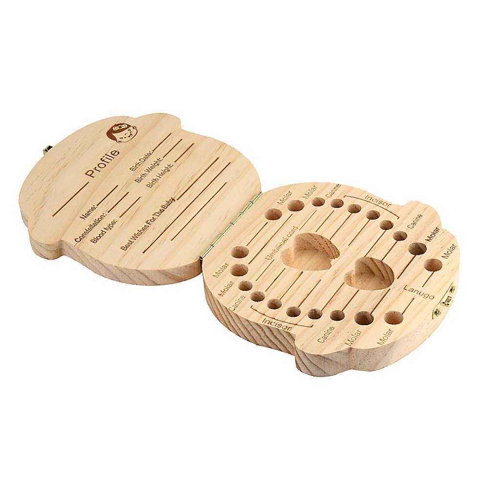 LOKODO Baby Tooth Keepsake Box - Wooden Milk Teeth Storage Organizer for Boys & Girls - Perfect for First Lost Tooth & Childhood Memories
