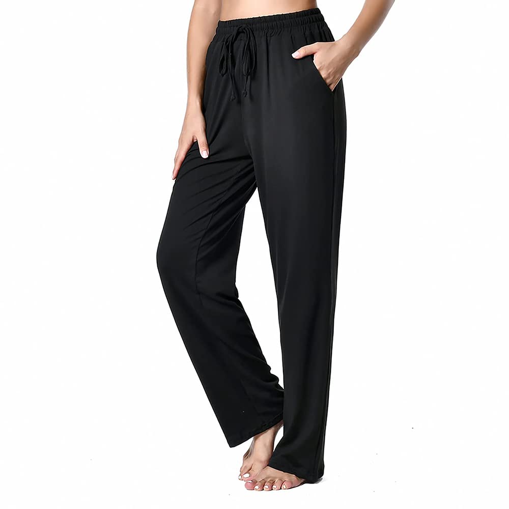 Women's Comfy Wide Leg Yoga Sweatpants with Drawstring & Pockets - Loose Lounge Pants for Yoga, Workout, Travel and Home Relaxation