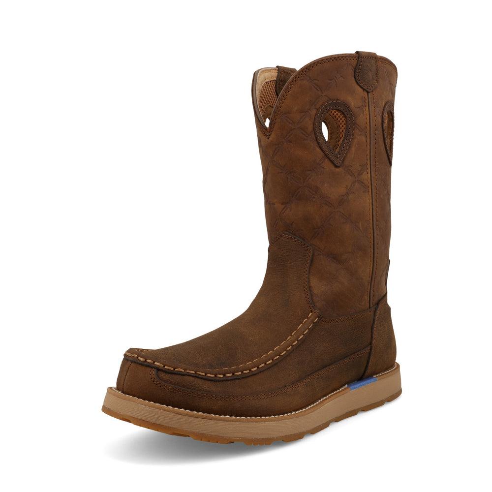 Men's 11 Work Pull-On Wedge Sole Boot - Comfortable Slip-Resistant Shoes for Construction, Warehouse & Outdoor Work