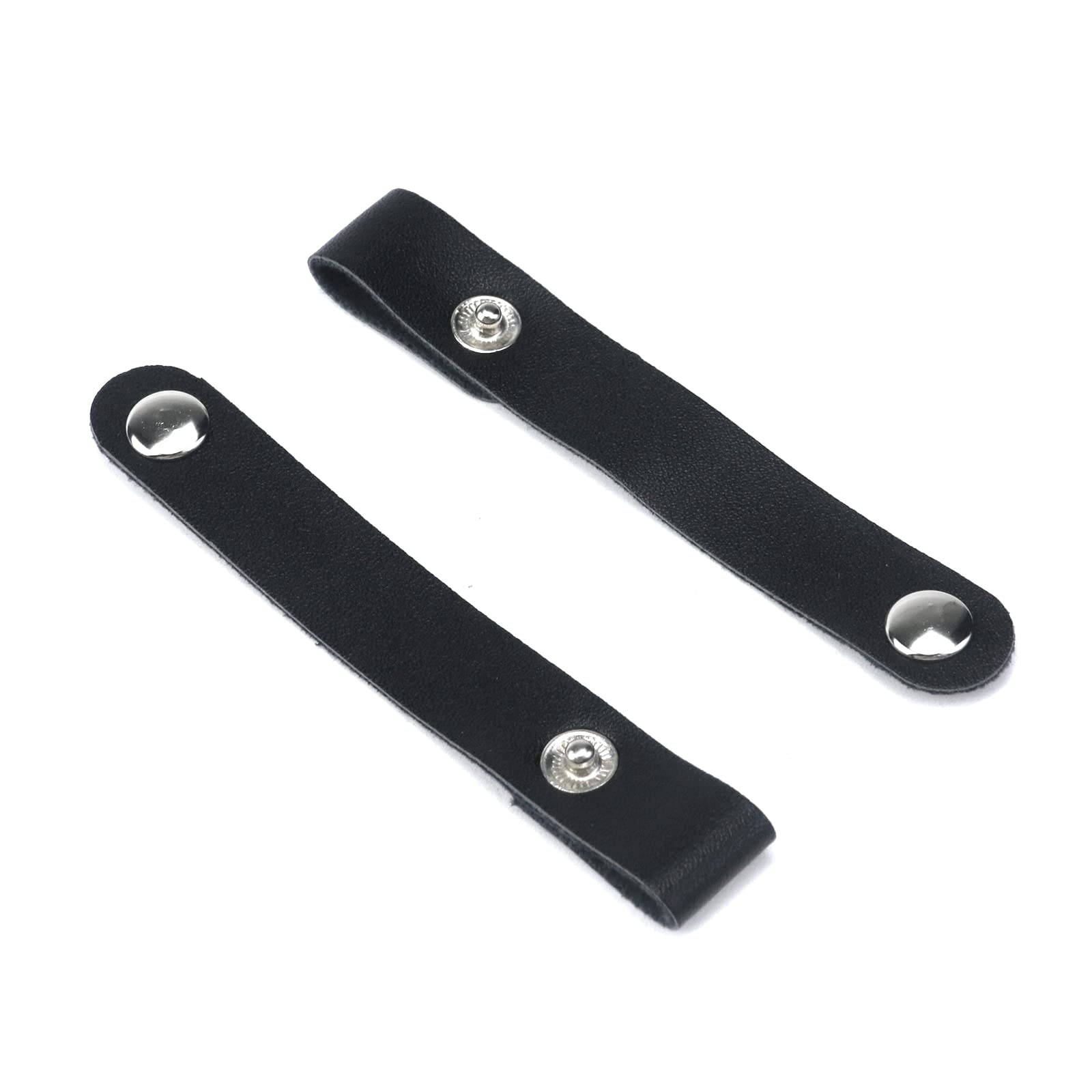 20pcs Black Leather Cable Straps with Snap Fastener - Reusable Leather Cable Ties for Charger, Extension Cord & Wire Management - Perfect for Home, Office & Travel Organization