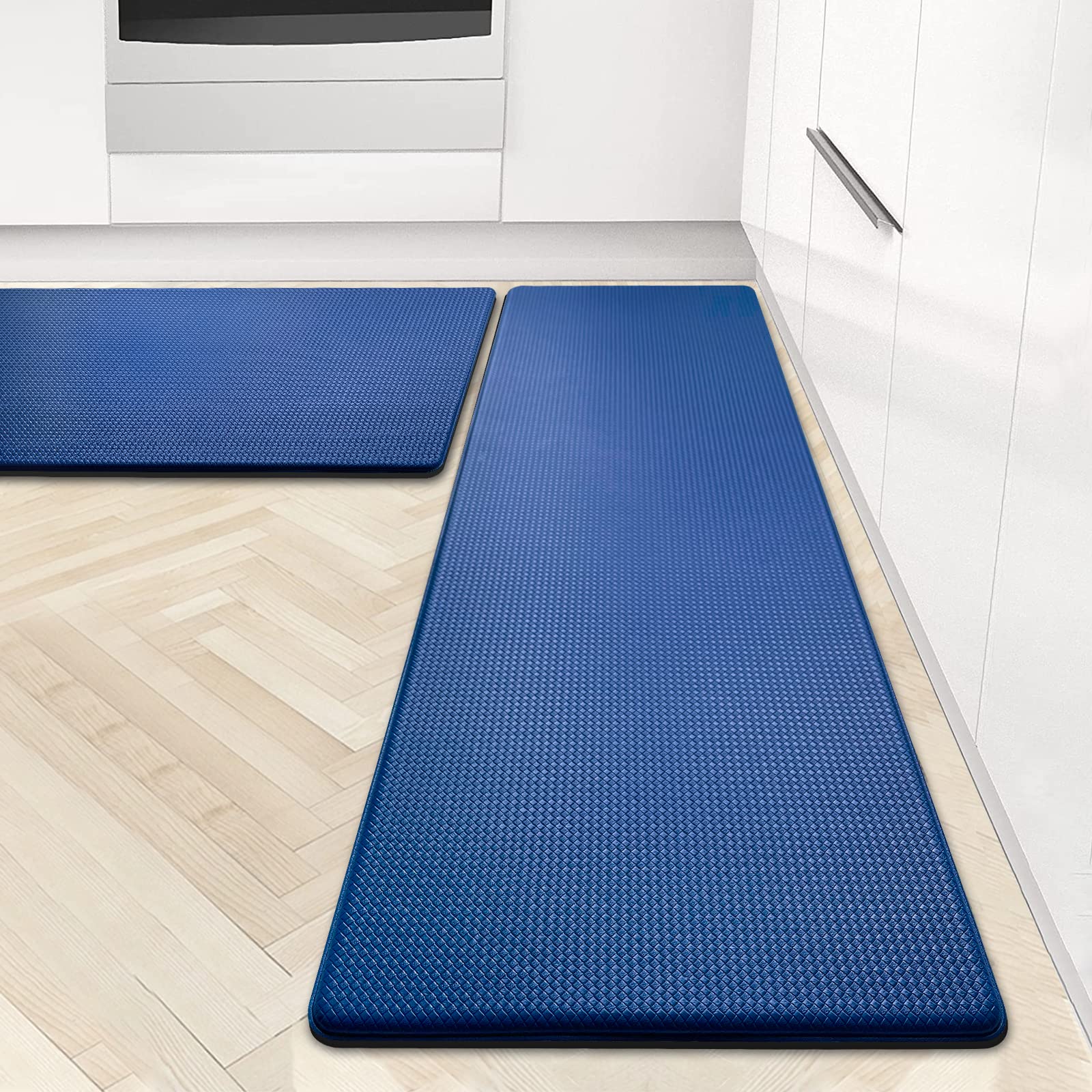 **Artnice Anti-Fatigue Kitchen Floor Mats - 2-Pack Memory Foam Comfort Mats, Waterproof & Non-Slip, Navy Blue (0.47