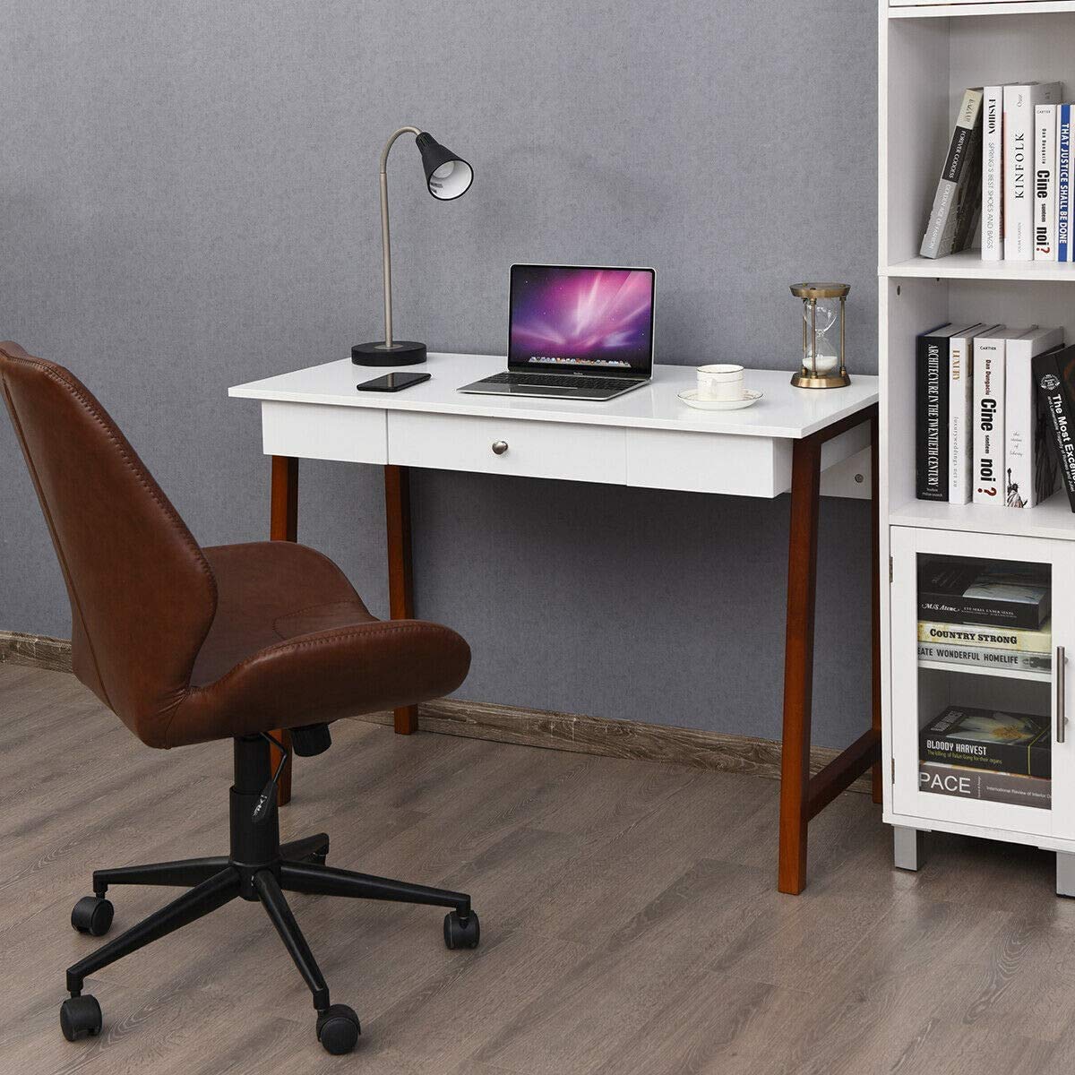 Tangkula White Computer Desk with Storage - Home Office & Study Desk for Work & Makeup