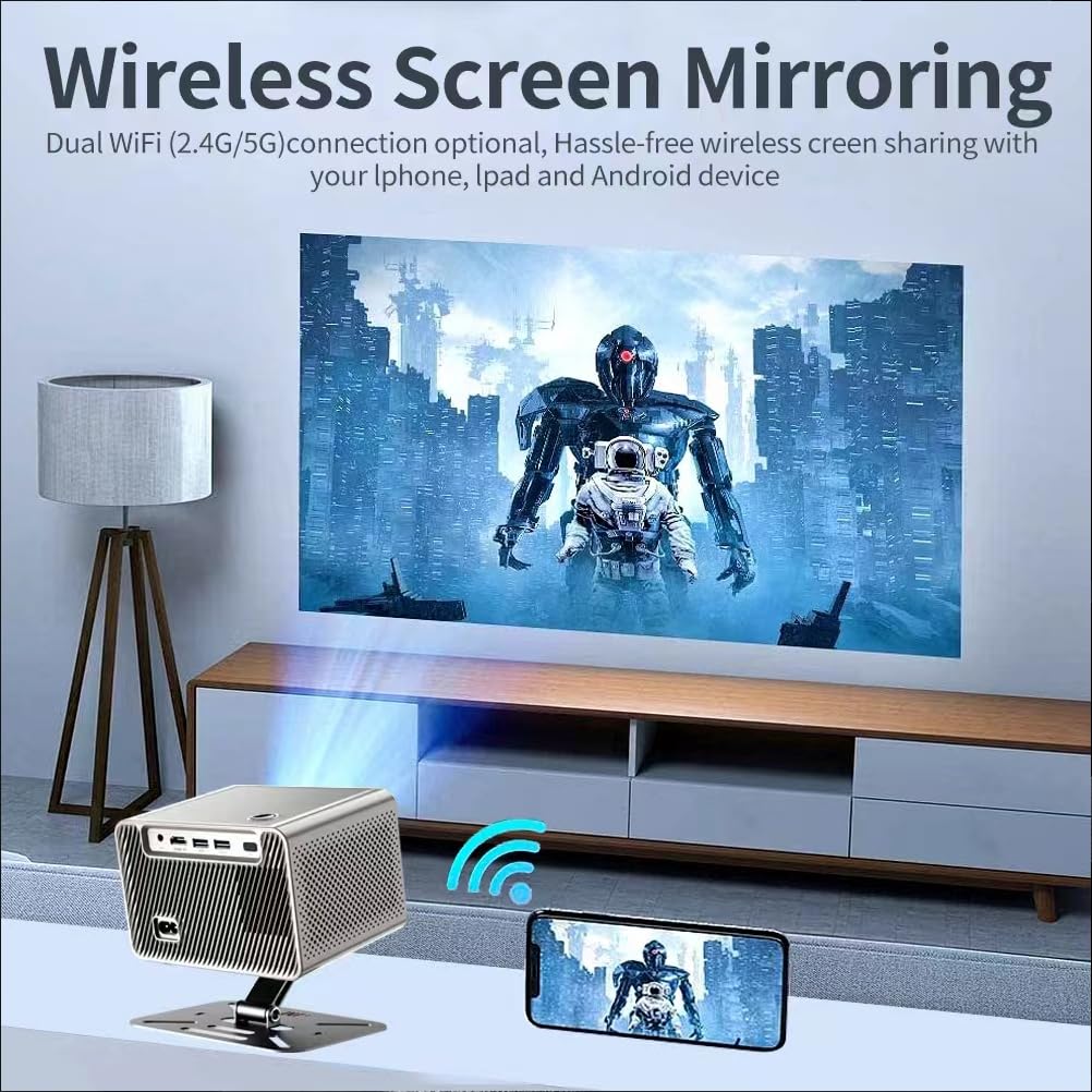 XoTiq Smart 4K Projector with Auto Focus - Portable Full HD 1080P & 4K Support - Short Throw Home Theater Projector for Movies, Gaming, Outdoor Camping & Travel Entertainment