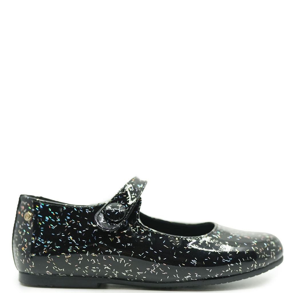 Manuela Black and Silver Sticks Mary Jane Shoes - Women's Vintage Style Chunky Heel Pumps for Parties, Weddings & Office Wear