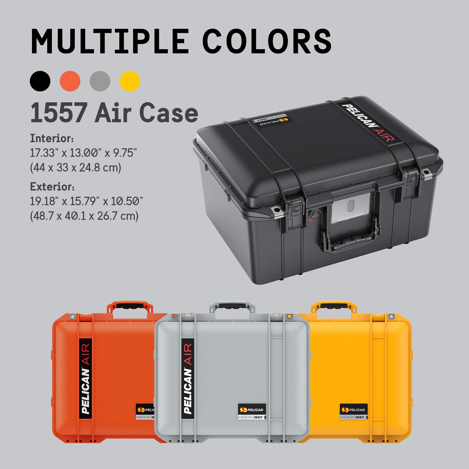 Pelican Air 1557 Waterproof Hard Case with Custom Foam Insert - Black | Rugged Protective Case for Camera Equipment, Electronics & Travel Gear | Perfect for Outdoor Adventures, Air Travel & Professional Use