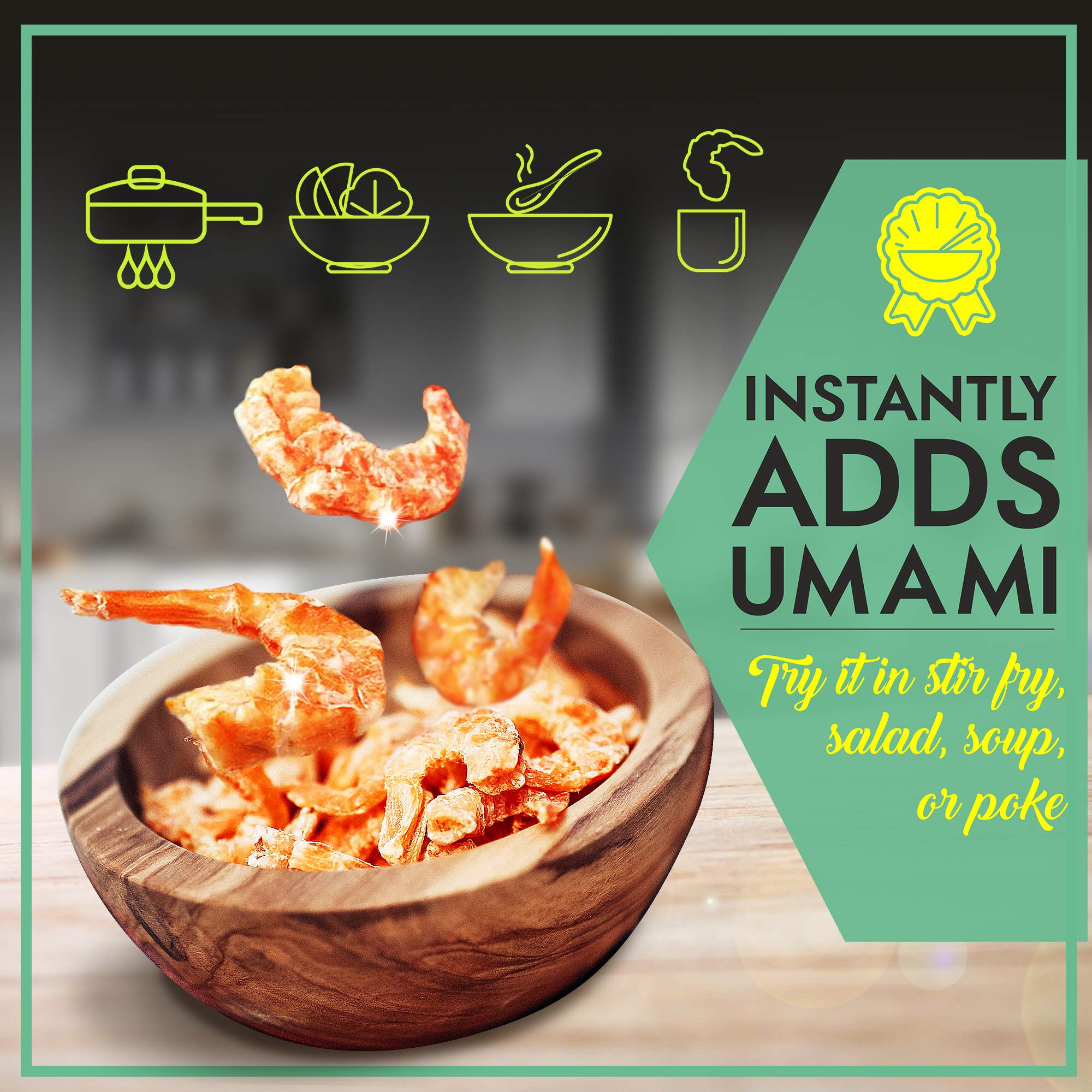 Premium Dried Louisiana Large Shrimp - Wild Caught, Dehydrated Snacks - Perfect for Asian Cuisine, Seafood Salads, Pad Thai, Soups & Party Appetizers