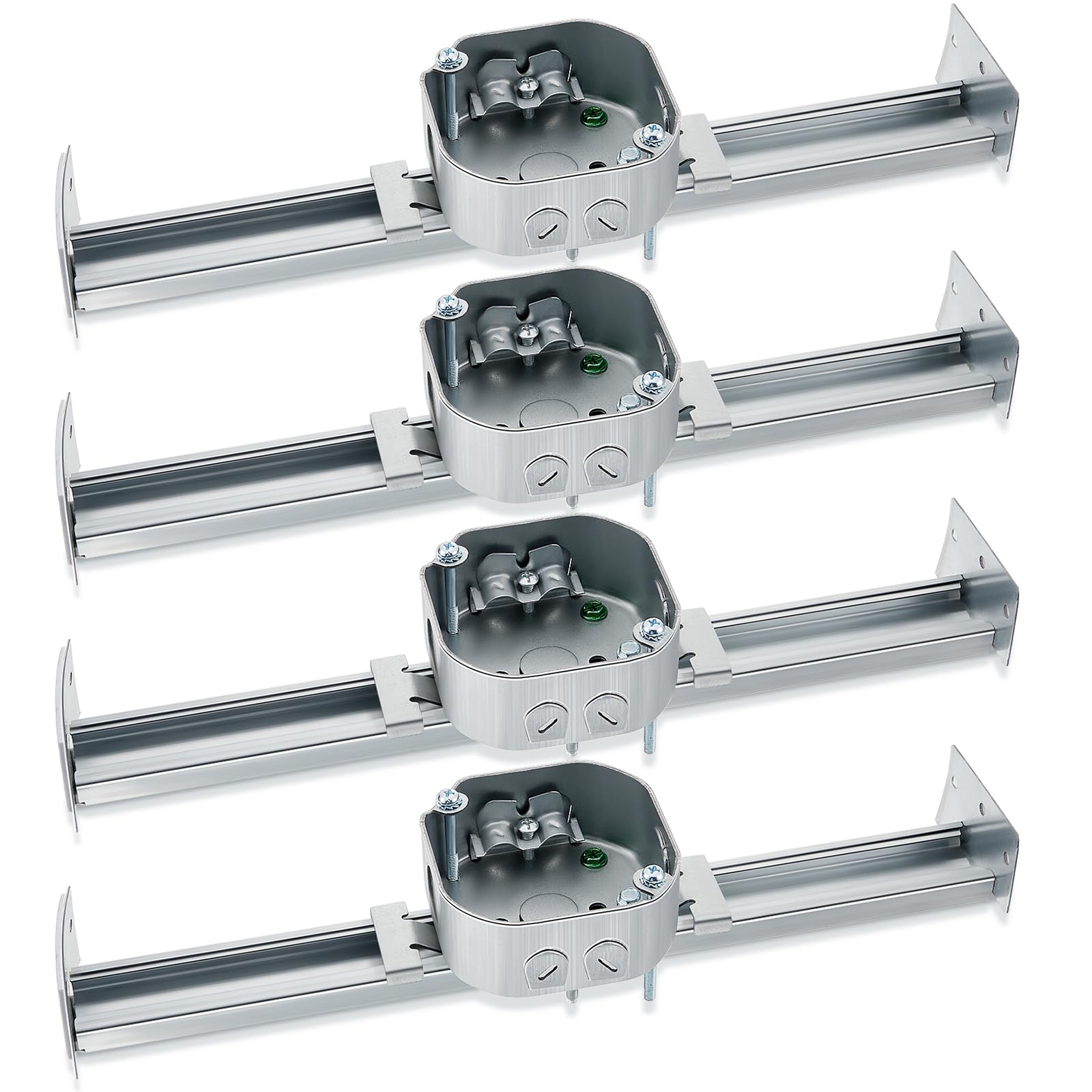 Therwen 4-Pack Adjustable Ceiling Fan Mounting Brackets - 14.2 Inch Electrical Box Braces for Secure Fan & Light Fixture Installation - Perfect for Home, Bedroom & Living Room Ceiling Fan Setup