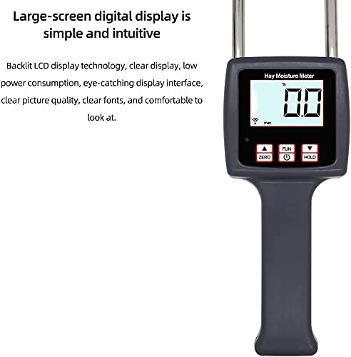 Hay Moisture Meter Tester - Digital Detector for Alfalfa, Pasture, Straw & Grass - Accurate Moisture Measurement for Farming, Forage & Animal Feed - Perfect for Agriculture, Livestock & Hay Storage