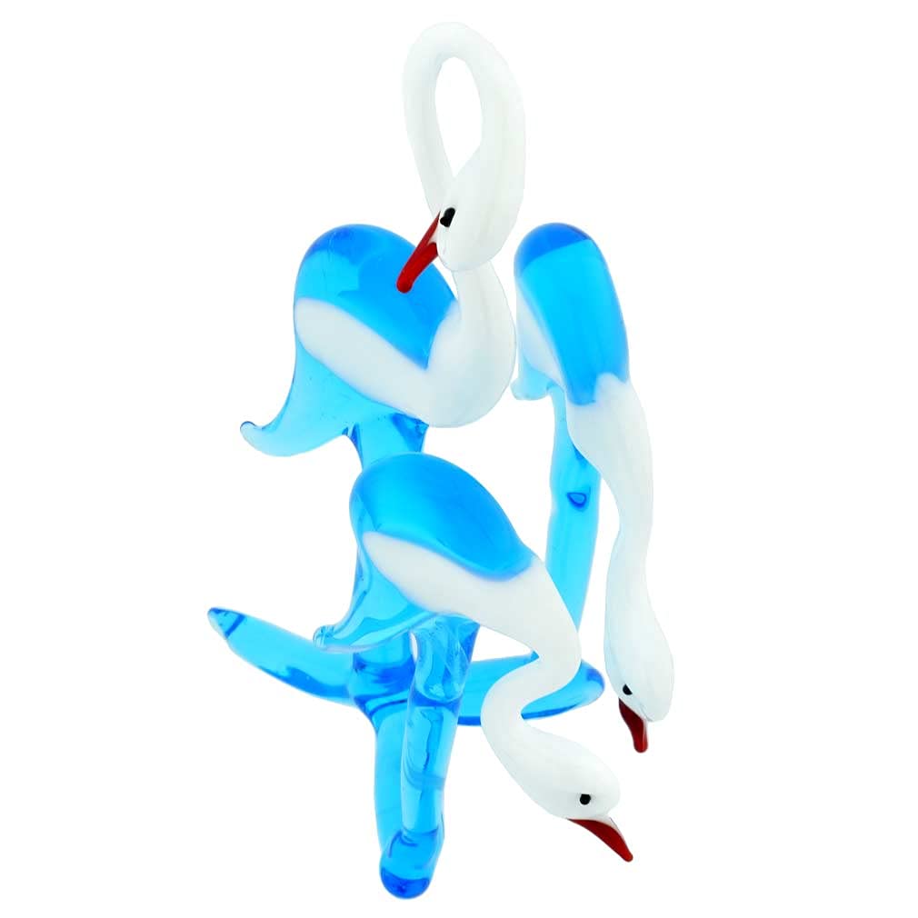 Venetian Murano Glass Heron Bird Trio Set - Handcrafted Italian Art Glass Decor for Home & Office - Perfect for Mantel, Shelf, or Tabletop Display