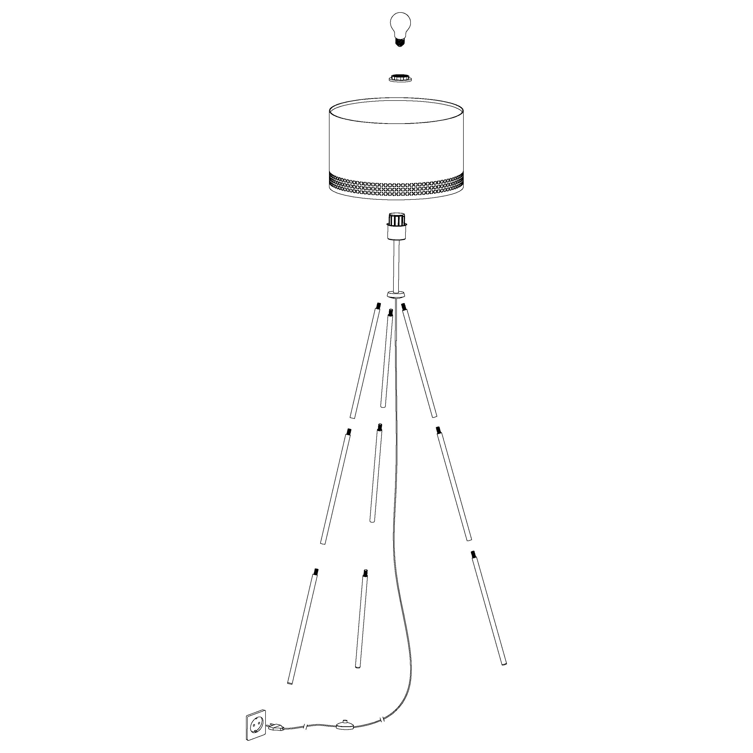 Eglo Esteperra Black Tripod Floor Lamp with Black & Gold Shade - Modern Lighting for Living Room, Bedroom, or Office Decor