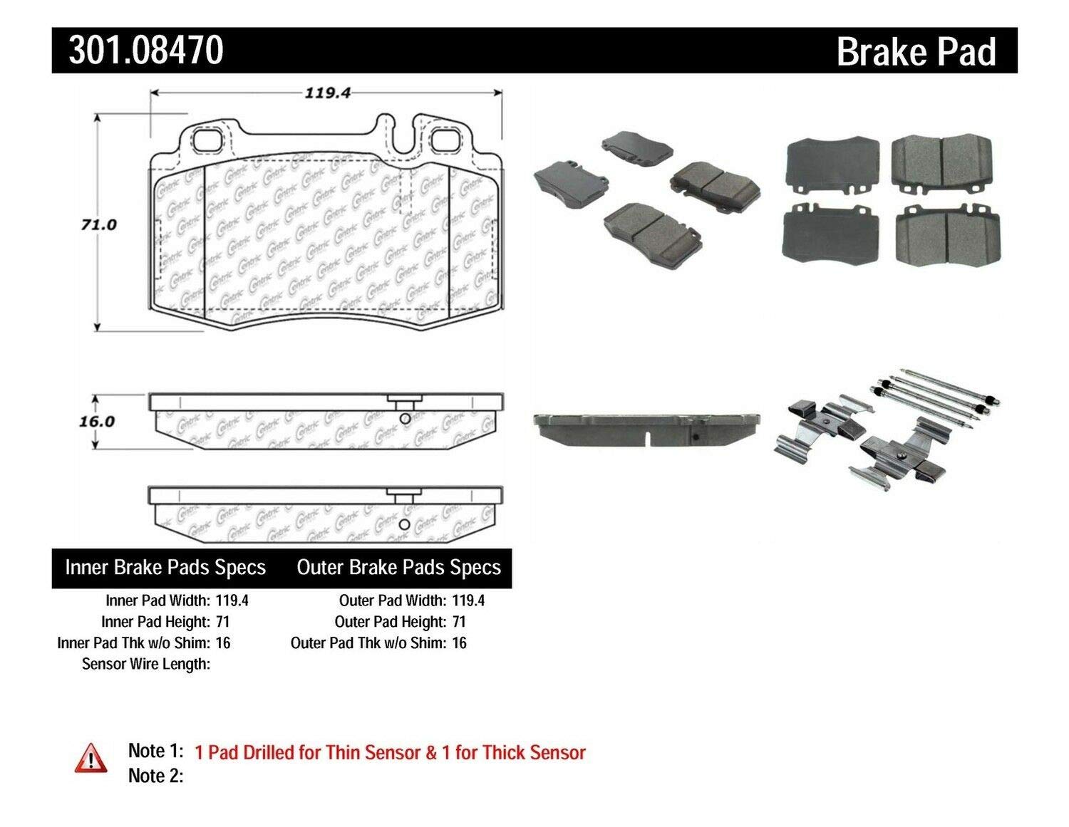 High-Performance Ceramic Brake Pads (301.08470) - Durable & Quiet Braking for Cars, Trucks & SUVs - Ideal for Daily Commuting & Highway Driving