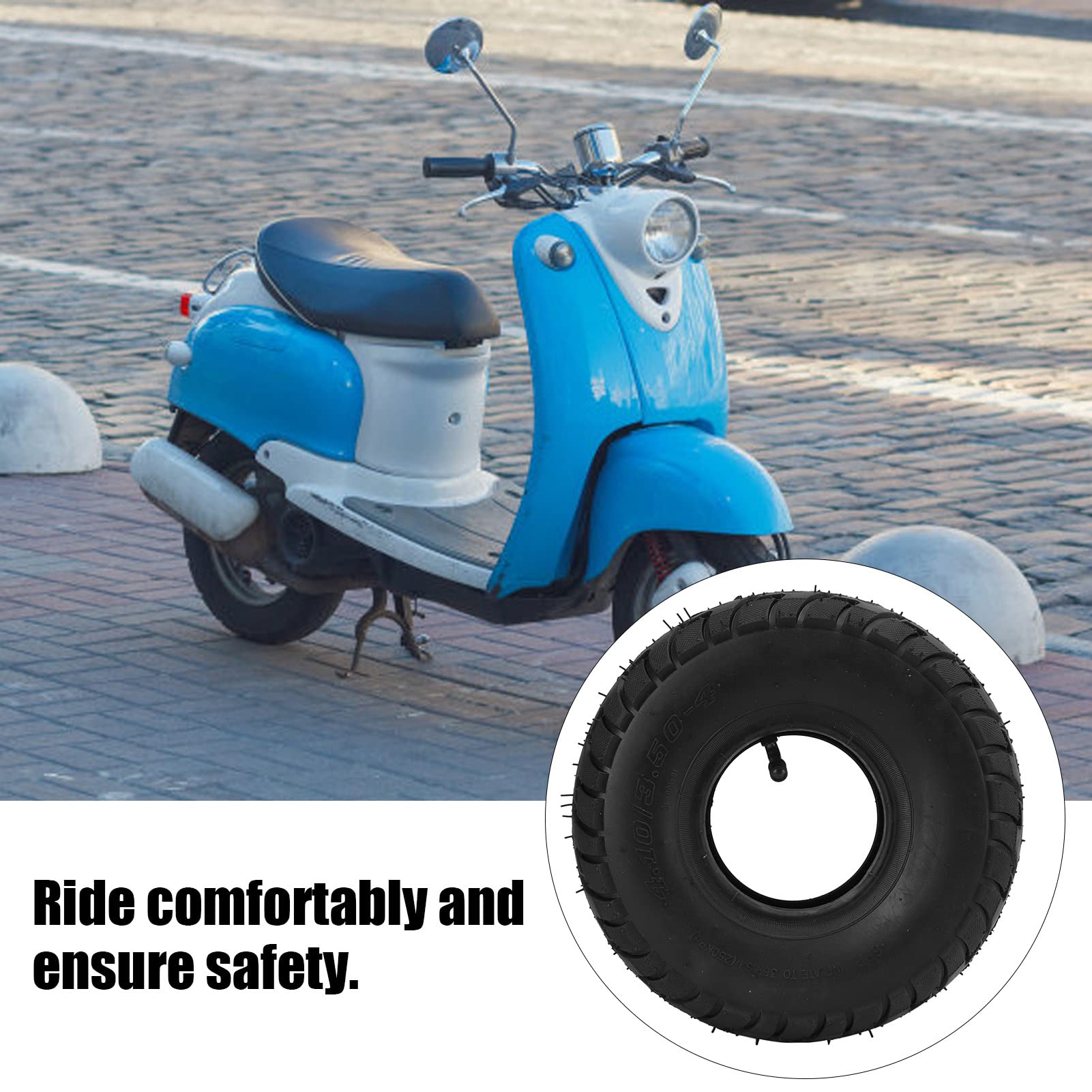 10 Inch 4.10 3.50-4 Tire and Inner Tube Set with Bent Valve - Replacement Pneumatic Tires for Electric Scooters, Bikes & Mobility Scooters - Durable Rubber Tires for Outdoor & Commuting Use