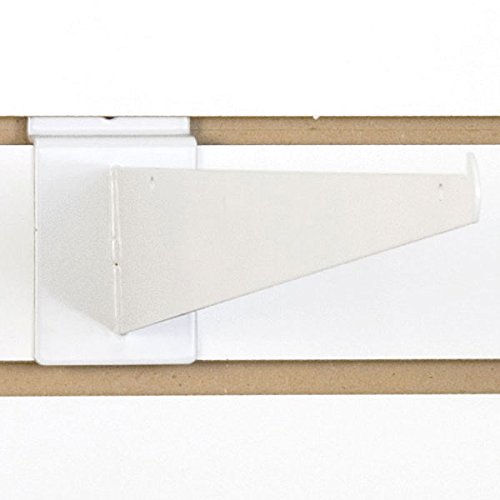 Heavy Duty White 16-Inch Slatwall Shelf Brackets (8-Pack) - Sturdy Metal Shelving Supports for Retail Stores, Garages & Home Organization