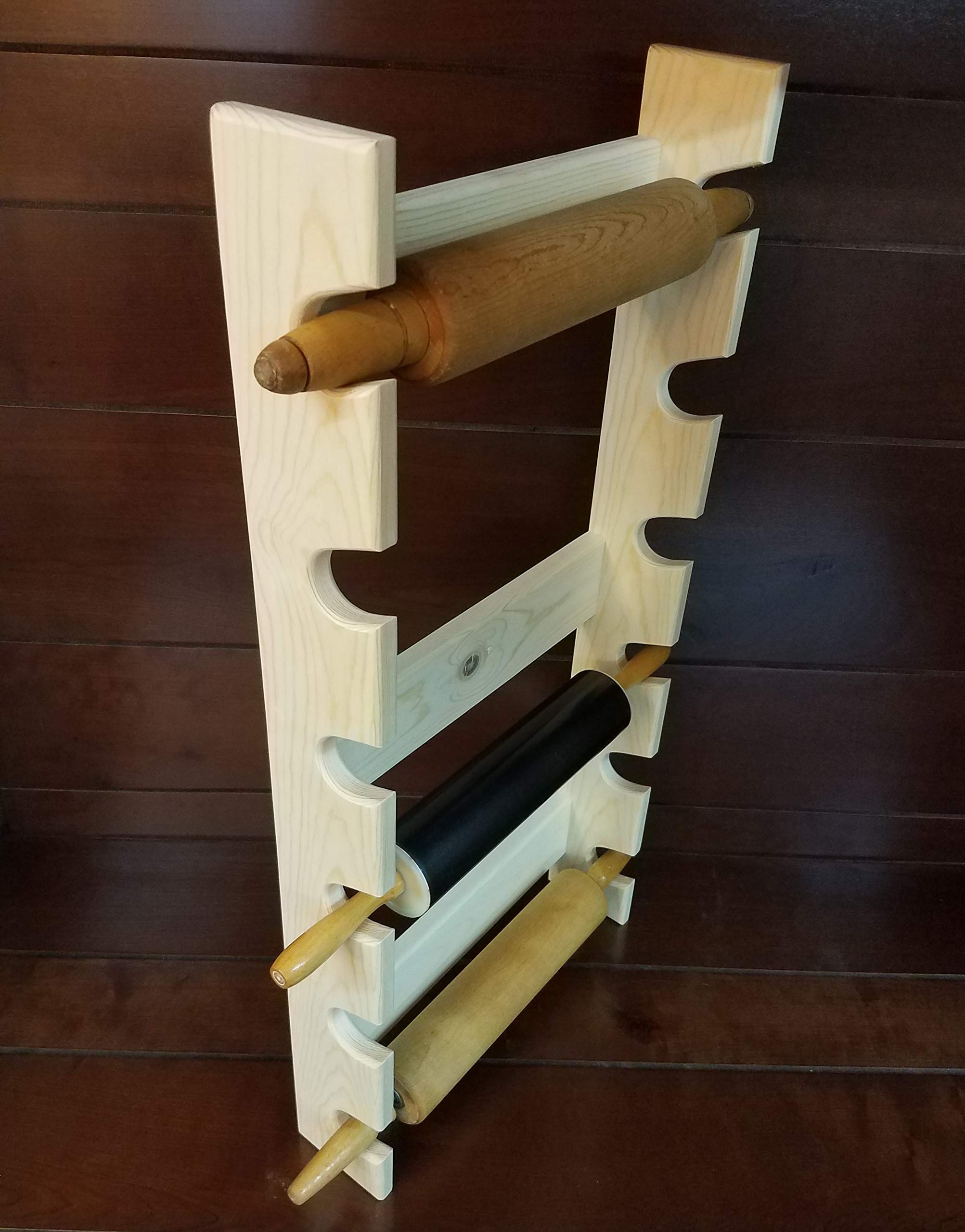 6-Slot Rolling Pin Rack - Premium Wooden Rolling Pin Holder & Storage Organizer for Baking Tools - Perfect for Kitchen Countertop, Pantry, or Baking Station Organization